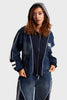 Kadın Kot Laci Renk Denim Dokuma Çift Parça Kumaş Oversize Kapüşonlu Tasarım Denim Ceket