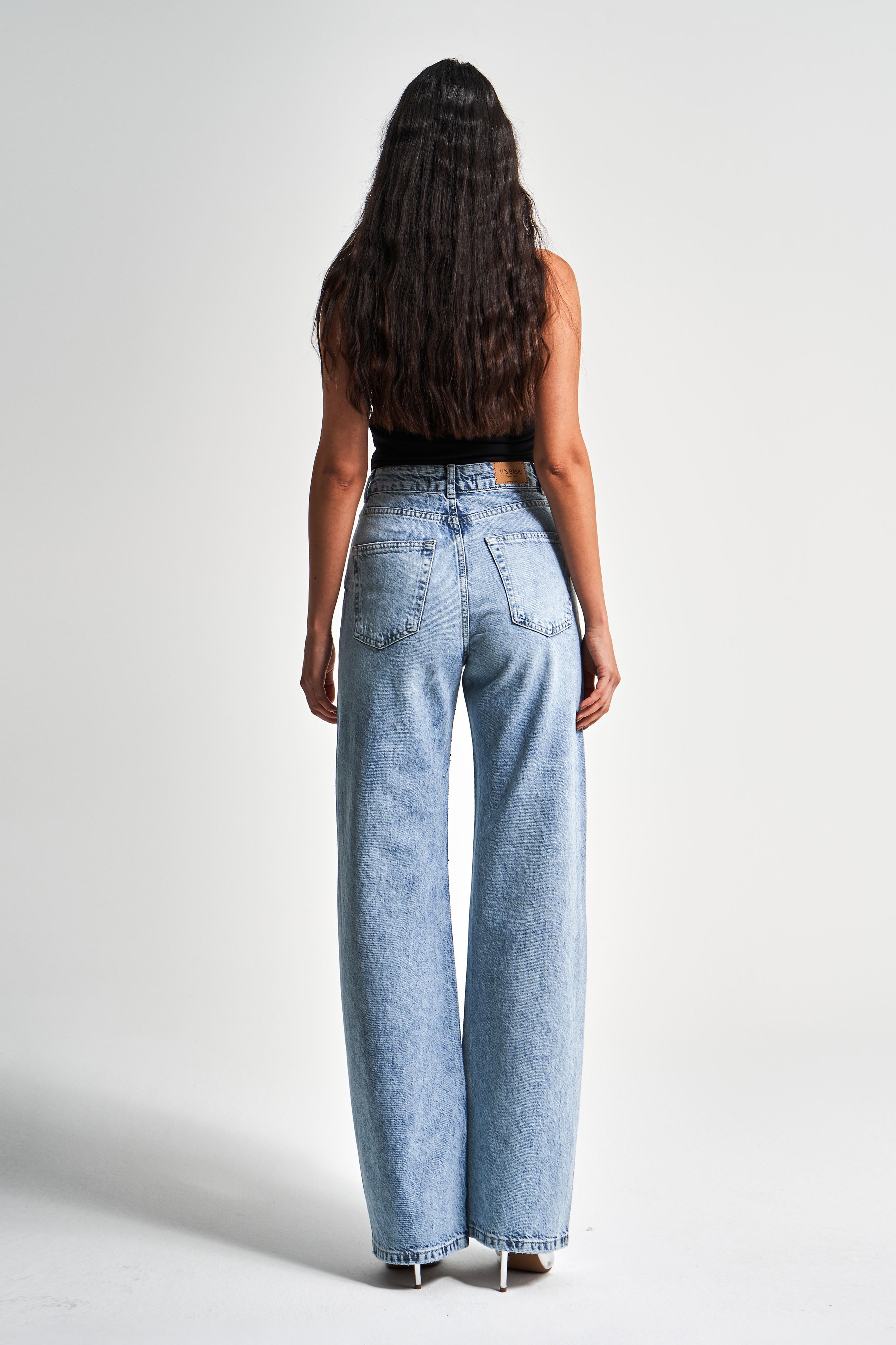Kadın Kot Reng 4s5-24 Straight Fit Yüksek Bel Önü Parlak Taşlı %100 Koton Tasarım Denim Jean