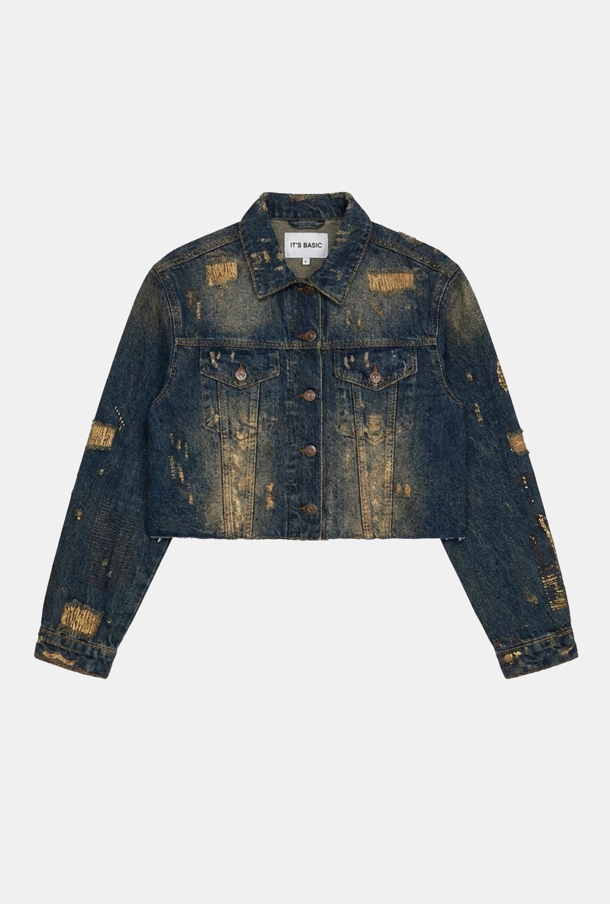Kadın Kot Rengi 10w6-8 Kemer Boy Oversize Özel Tasarım Denim Ceket