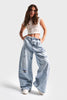 Women's Jeans Color 12S5-3 Mega Baggy Fit Super Loose 100% Cotton Mid-Rise Denim Jeans
