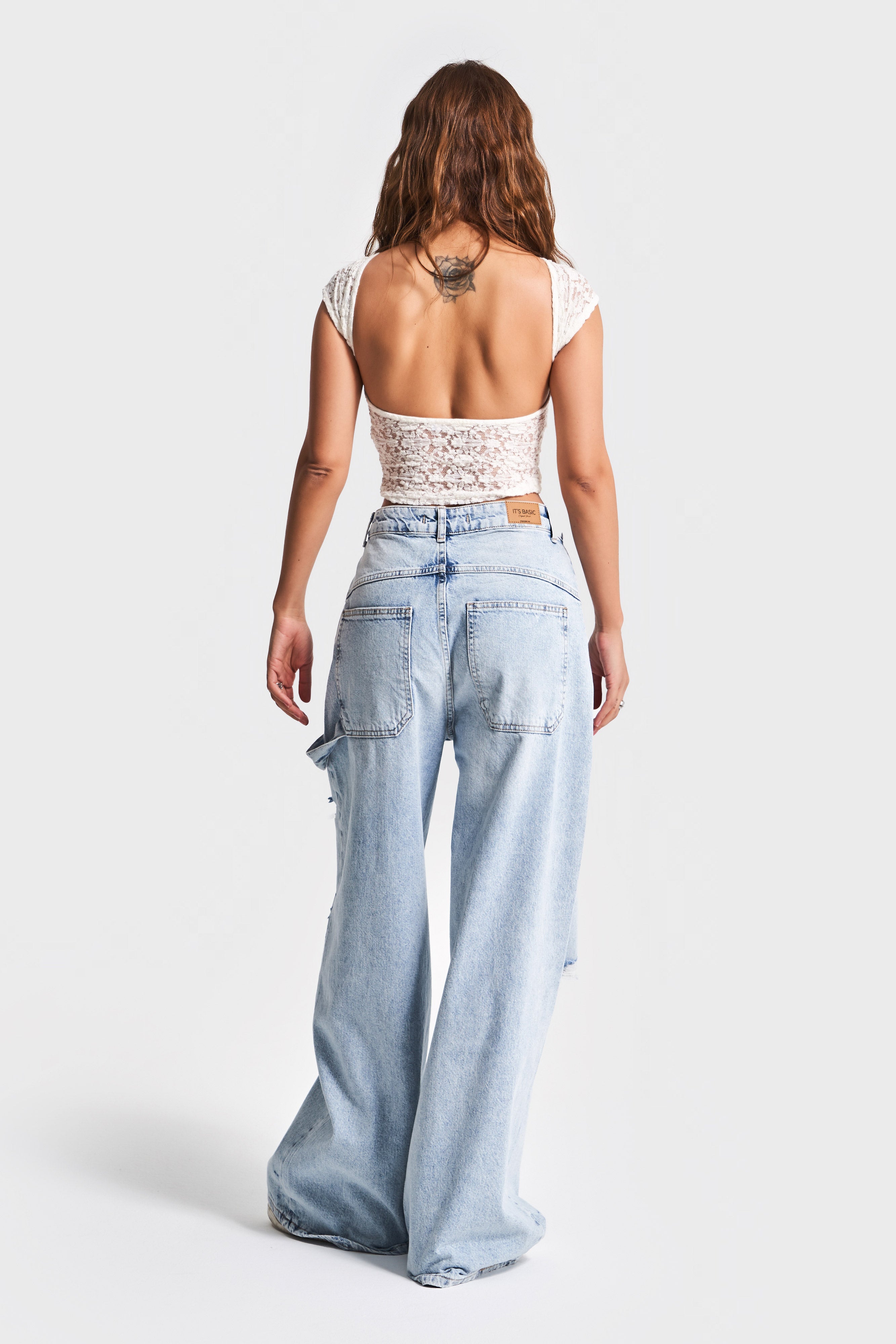 Kadın Kot Rengi 12S5-3 Mega Baggy Fit Süper Bol %100 Koton Orta Bel Denim Jean