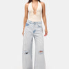 Women's Super Baggy Fit Ripped Detail Denim Jeans in Jean Color 12s6-100