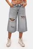 Kadın Kot Rengi 12s6-159 Straight Fit Maxi Bermuda Denim Şort