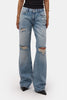 Kadın Kot Rengi 12s6-32 Bootcut Fit Yırtık Detaylı Denim Jean