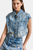 Women's Denim Color 12s6-32 Crop Fit Custom Made Accessory Design Denim Jacket