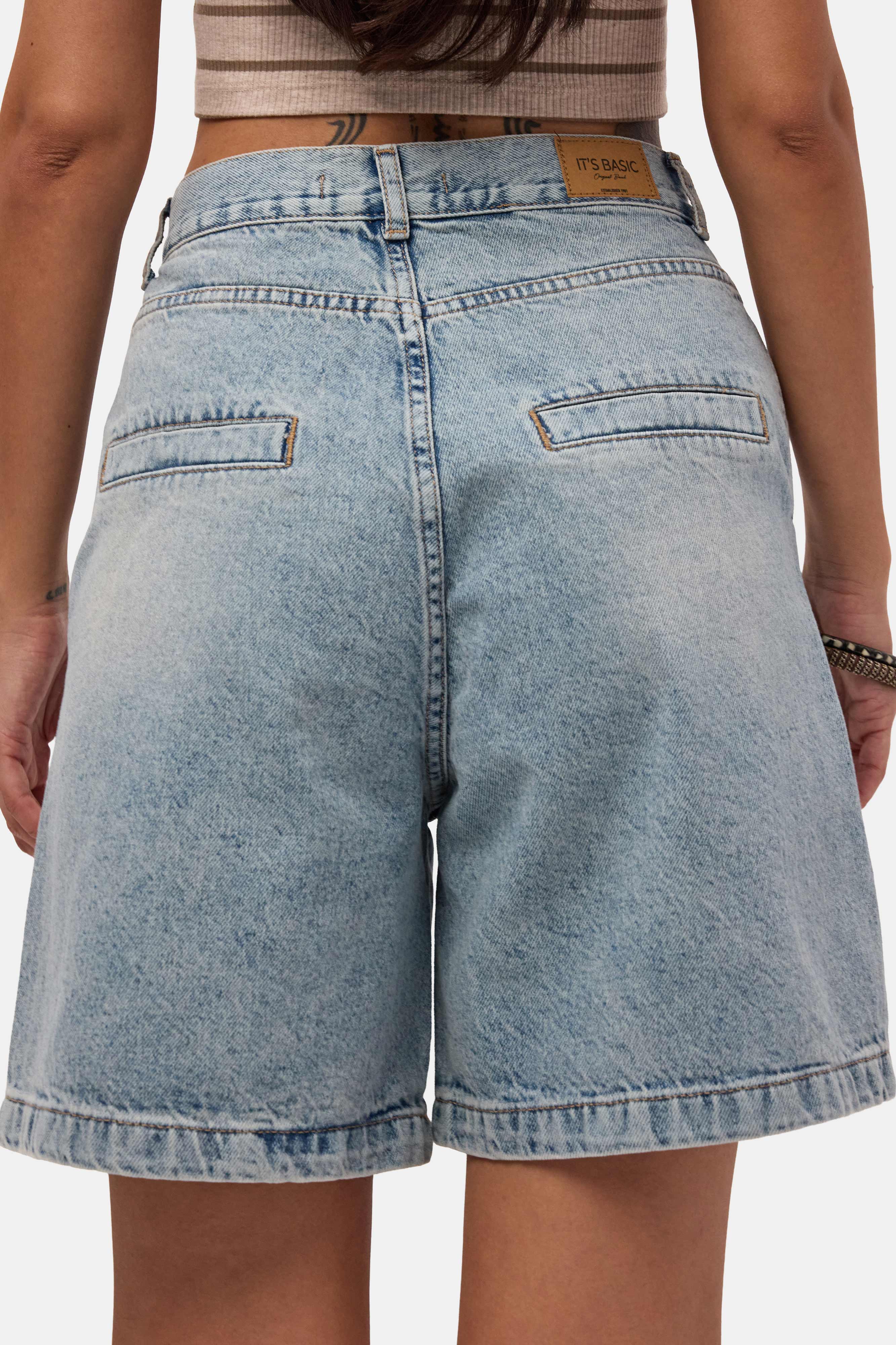Kadın Kot Rengi 12s6-32 Skater Fit Denim Bermuda Şort