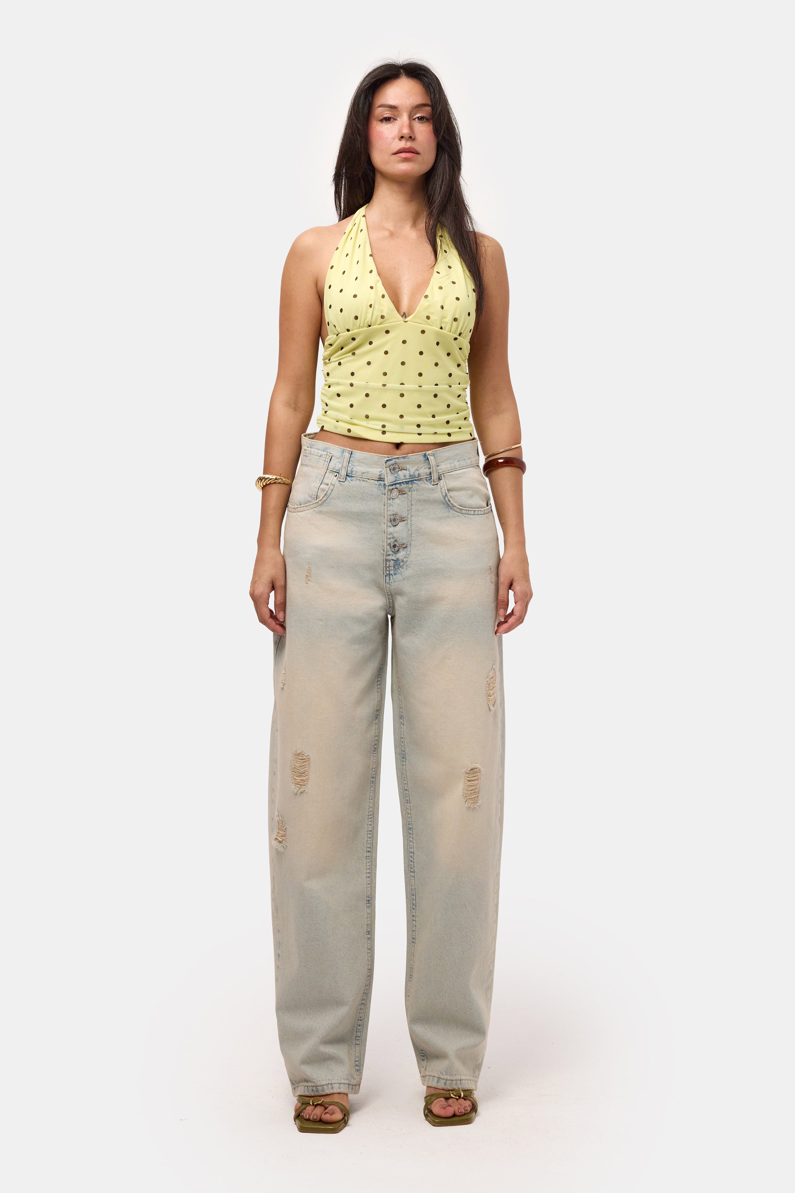Kadın Kot Rengi 12s6-65 Loose Baggy Fit Denim Jean