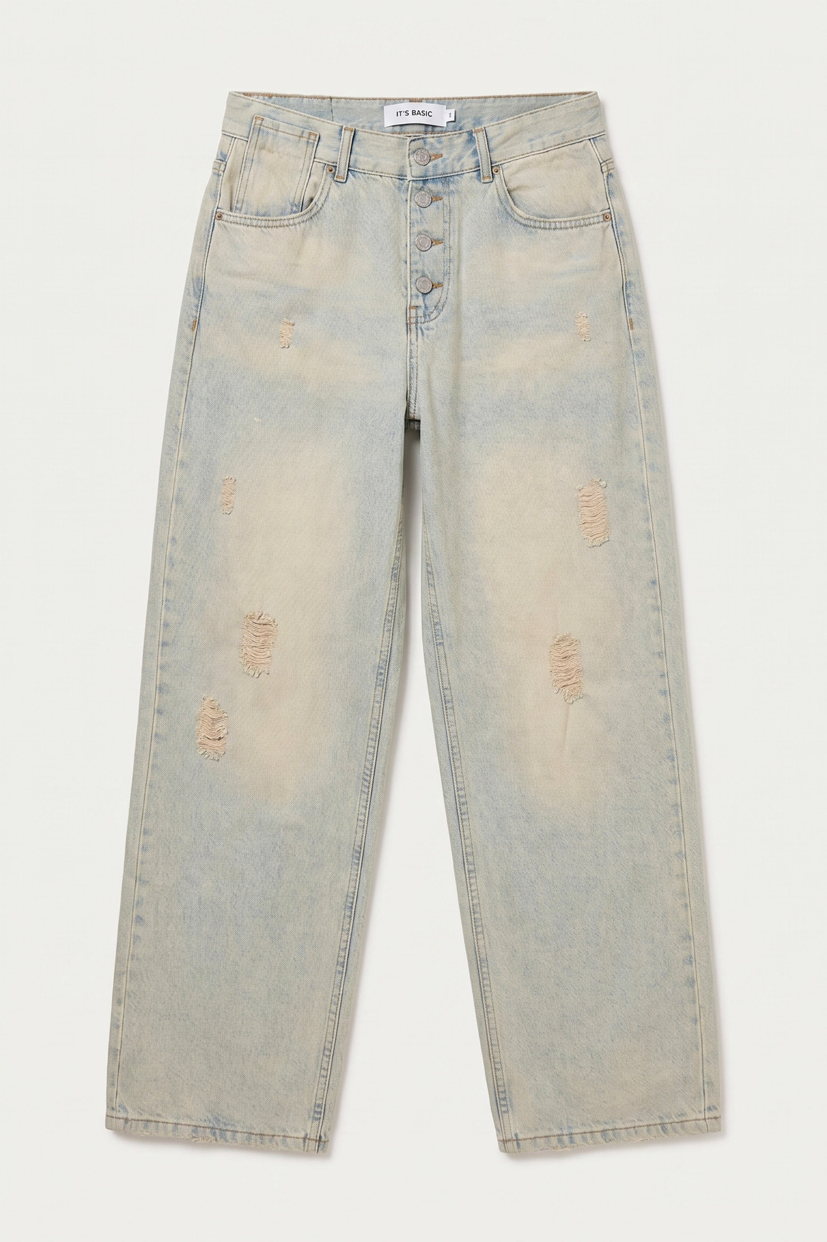 Kadın Kot Rengi 12s6-65 Loose Baggy Fit Denim Jean