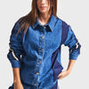 Women's Denim Color 1w5-5 Oversized Patchwork Custom Design Denim Jacket