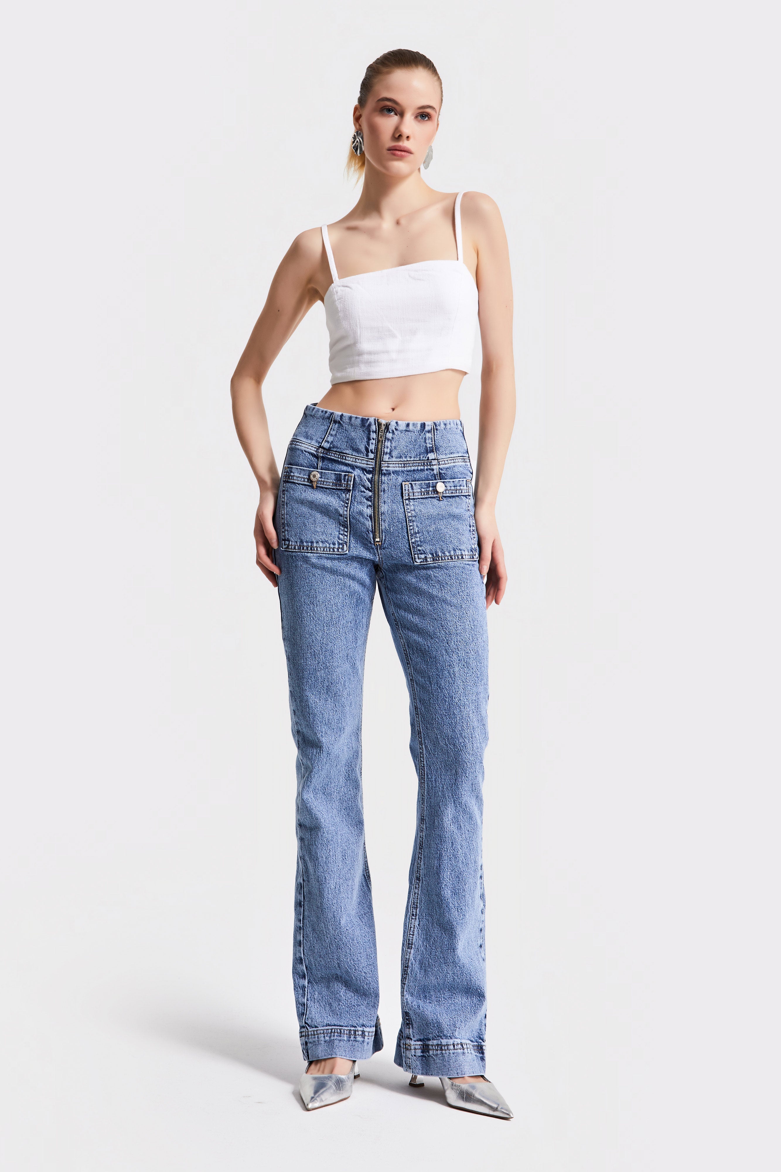 Women's Jeans Color 2S5-4 Flare Fit Front Pocket Lycra Denim