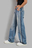 Women's Jeans Denim Blue 2S584 Straight Fit 100% Cotton Side Striped