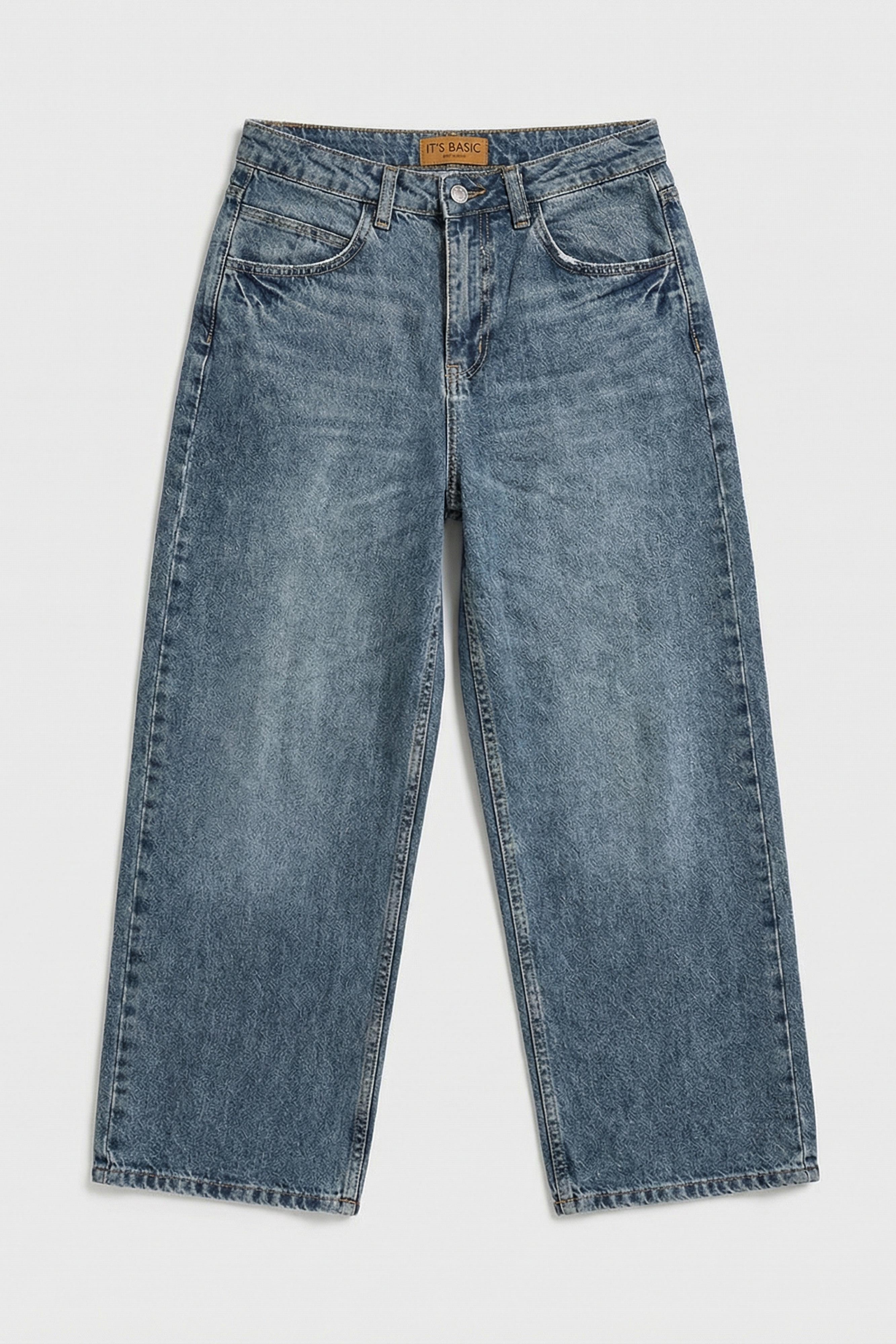 Kadın Kot Rengi 2s6-124 Baggy Low Rise Bol Kesim %100 Koton Denim Jean