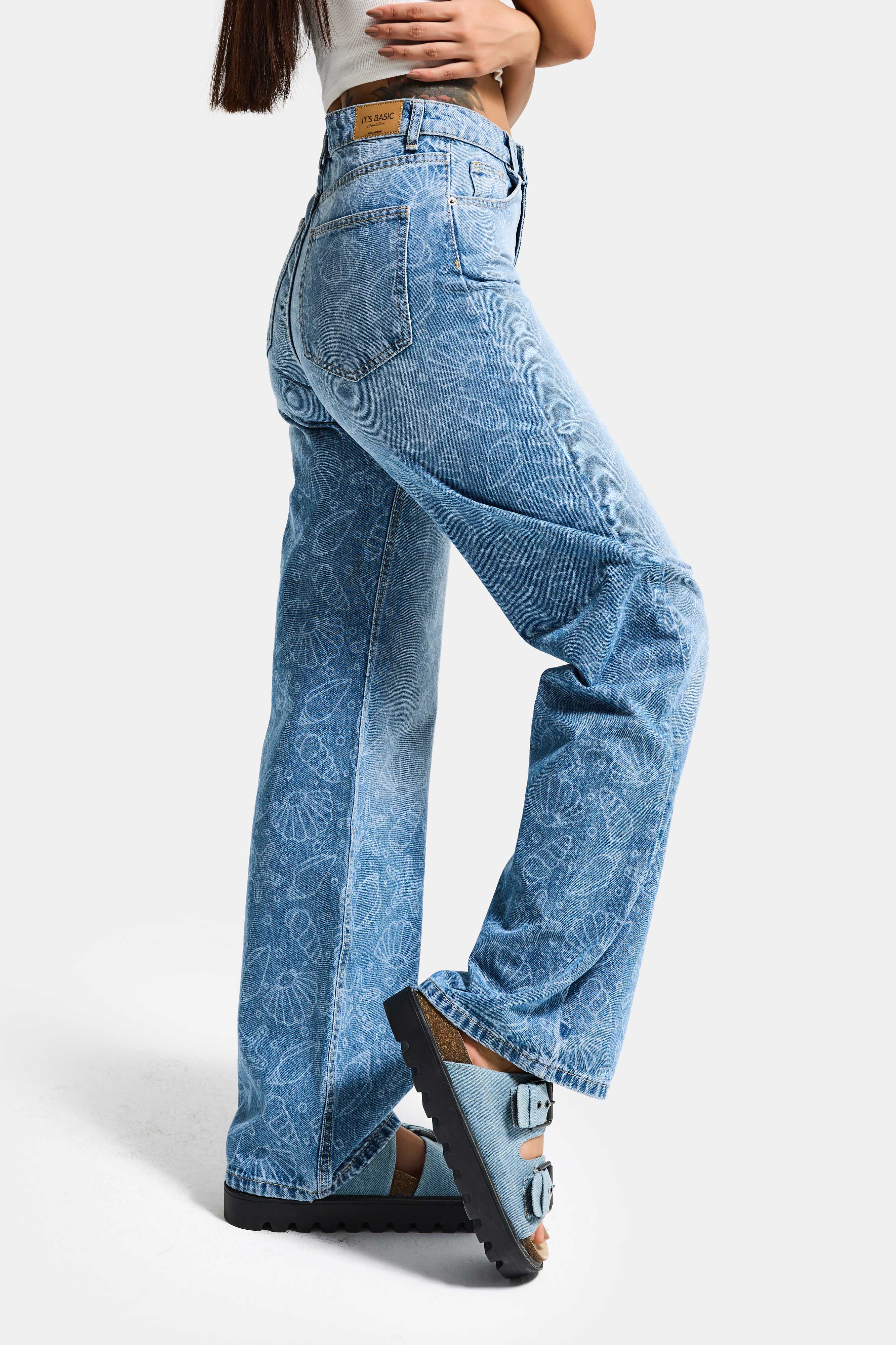 Kadın Kot Rengi 2s6-27 Straight Fit Yüksek Bel %100 Koton Tasarım Denim Jean