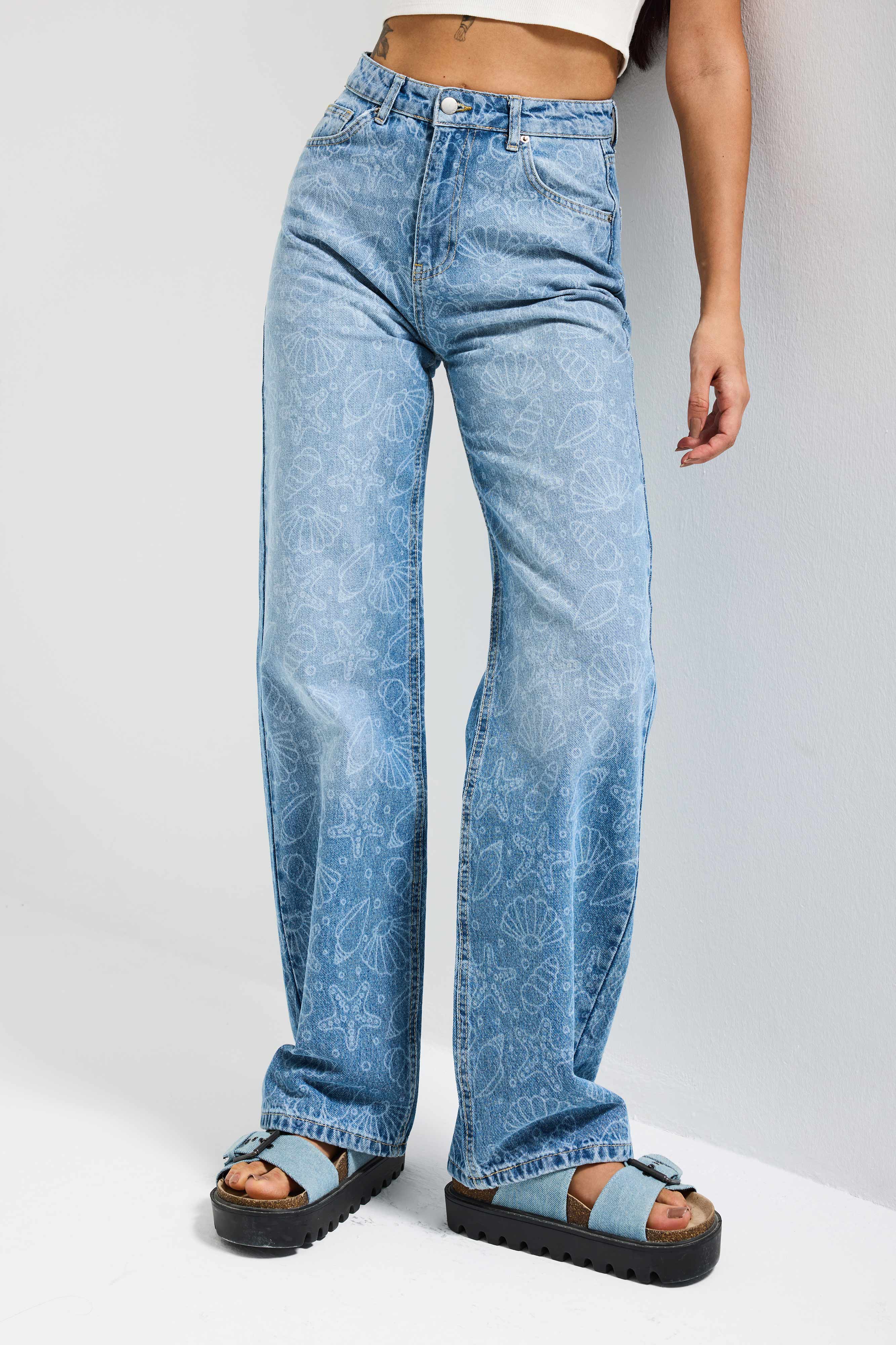 Kadın Kot Rengi 2s6-27 Straight Fit Yüksek Bel %100 Koton Tasarım Denim Jean