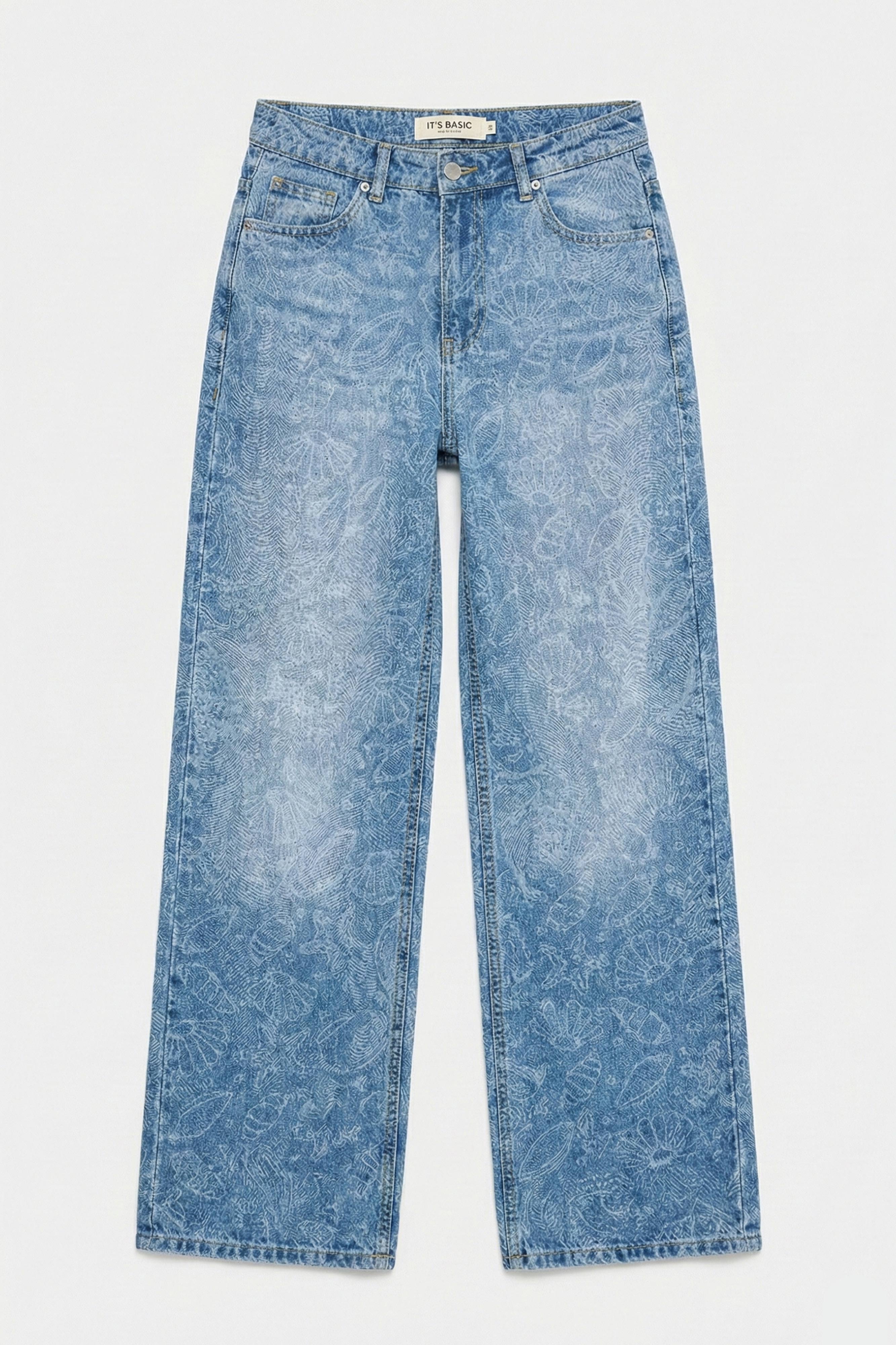 Kadın Kot Rengi 2s6-27 Straight Fit Yüksek Bel %100 Koton Tasarım Denim Jean