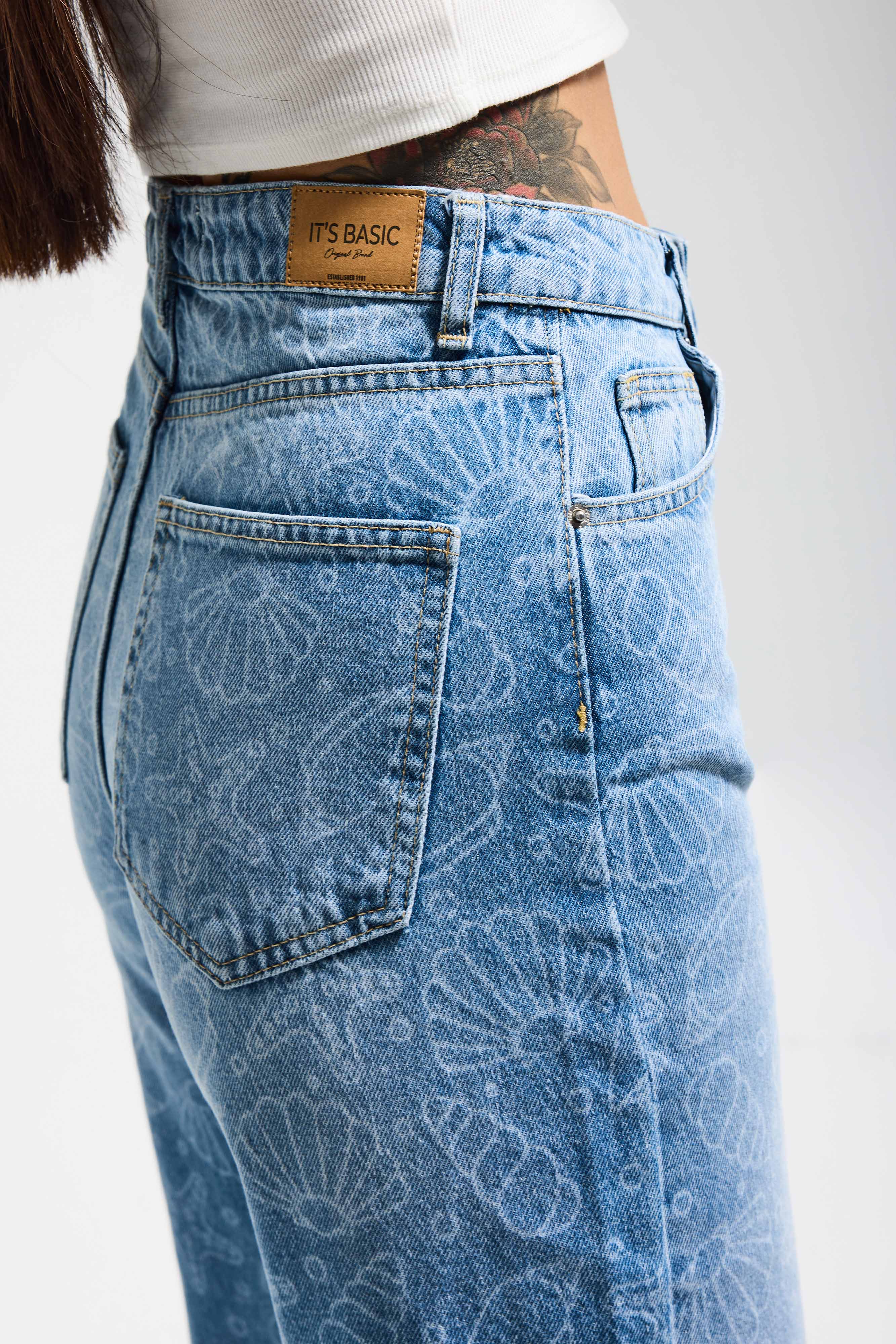 Kadın Kot Rengi 2s6-27 Straight Fit Yüksek Bel %100 Koton Tasarım Denim Jean