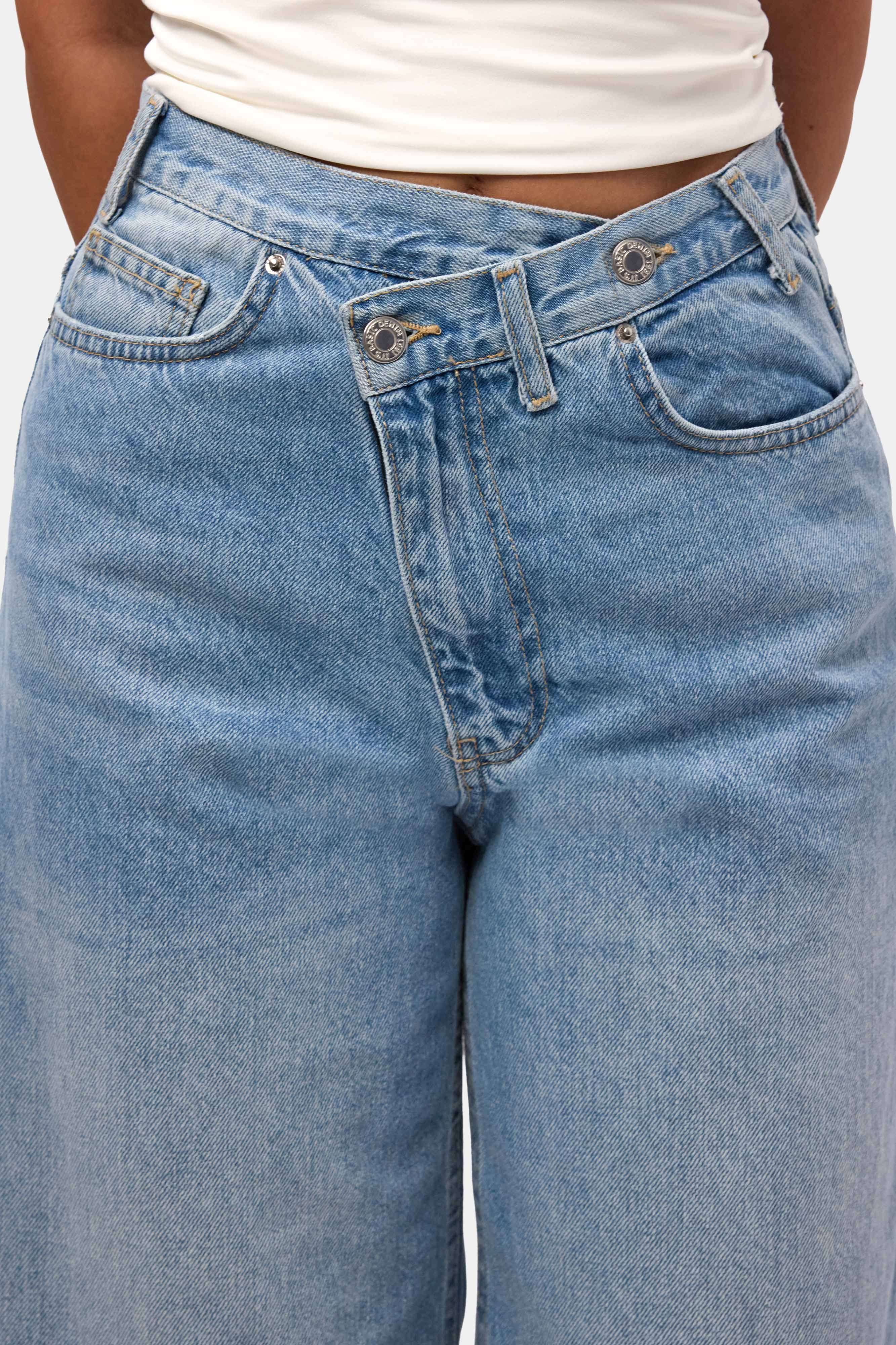 Kadın Kot Rengi 2s6-3 Palazzo Baggy Fit Kemer Detaylı Tasarım Denim Jean