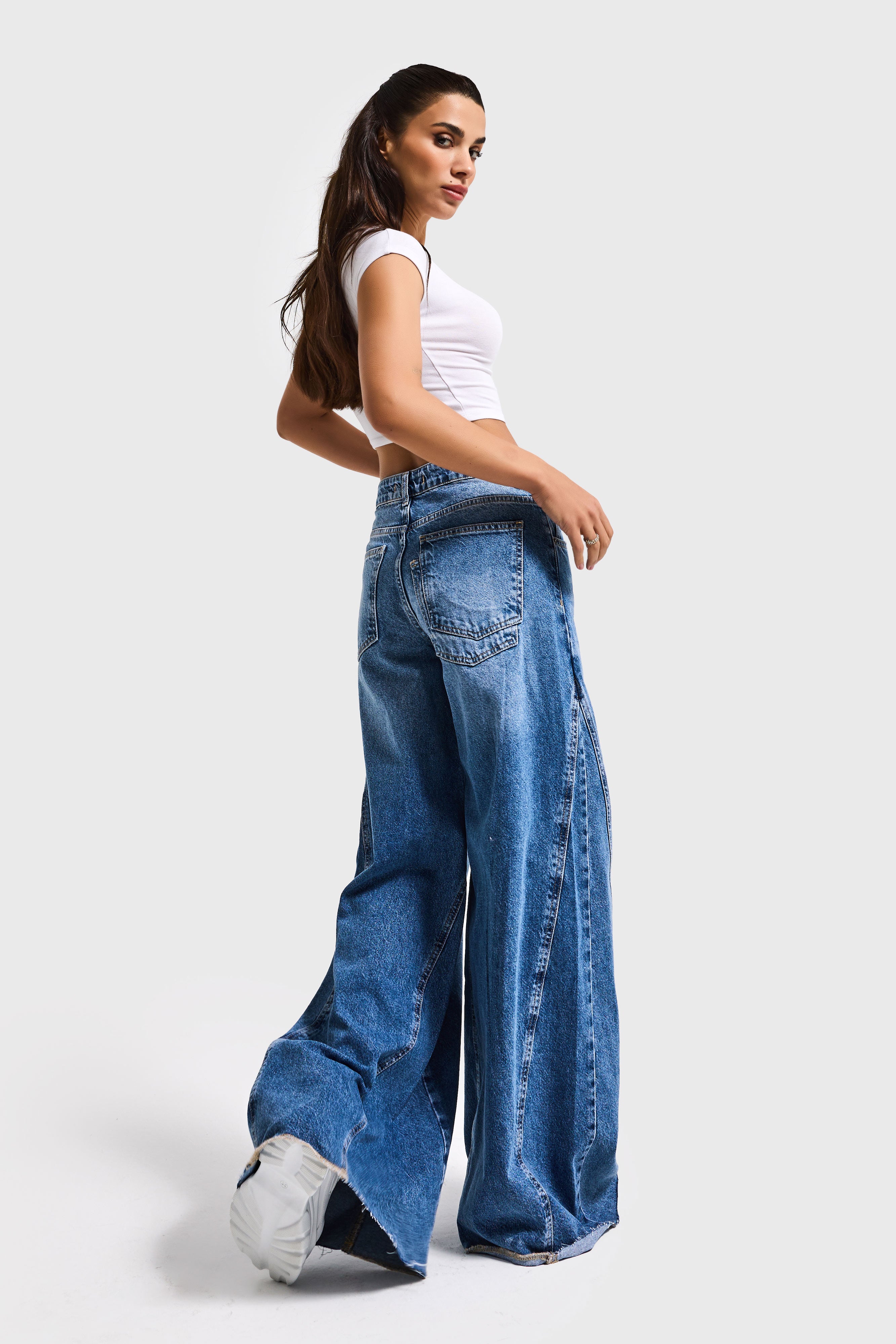 Kadın Kot Rengi 2s6-4 Süper Palazzo %100 Koton Denim Jean