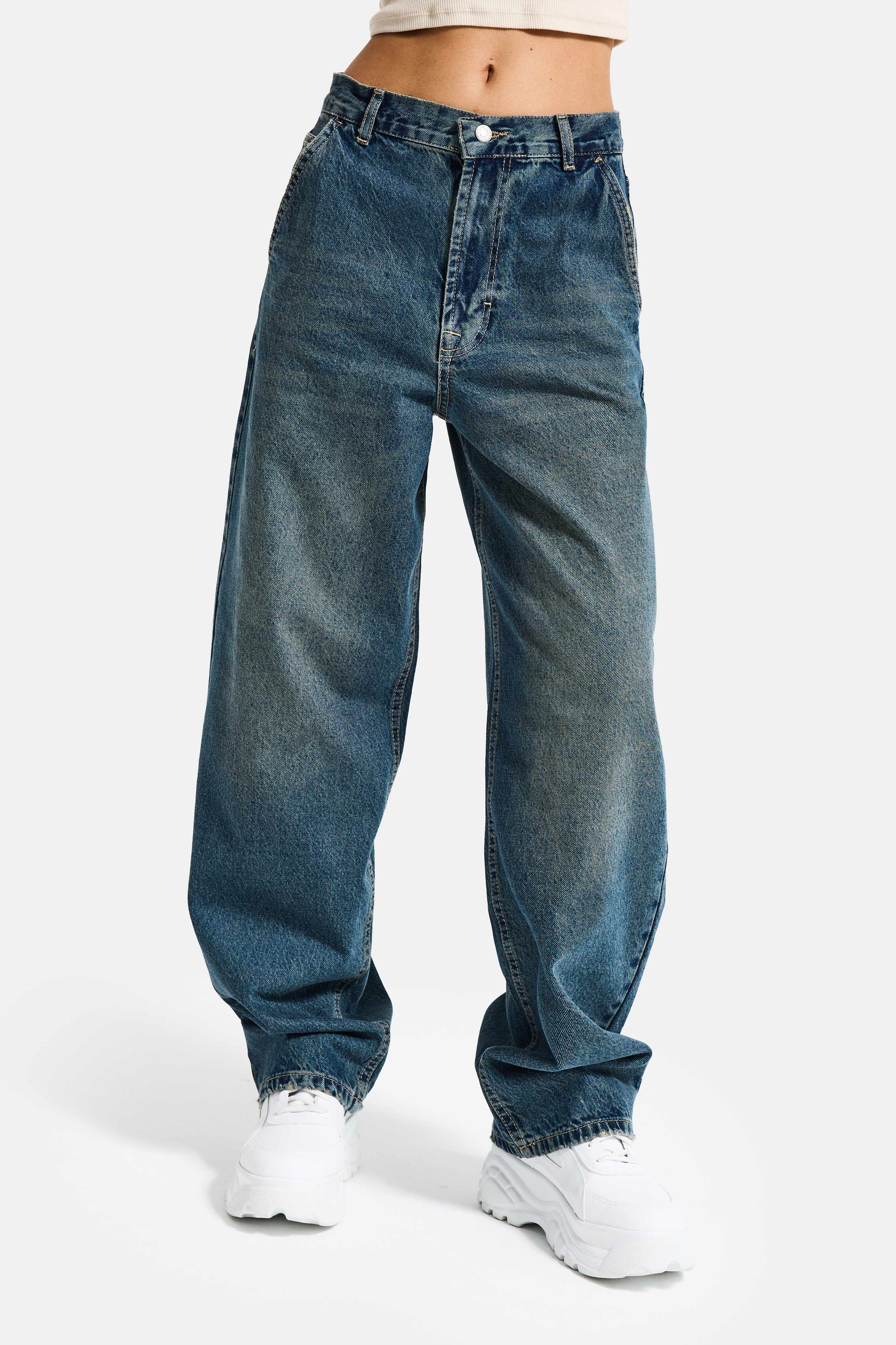 Kadın Kot Rengi 2s6-8 Skater Fit Bol Kesim %100 Koton Denim Jean