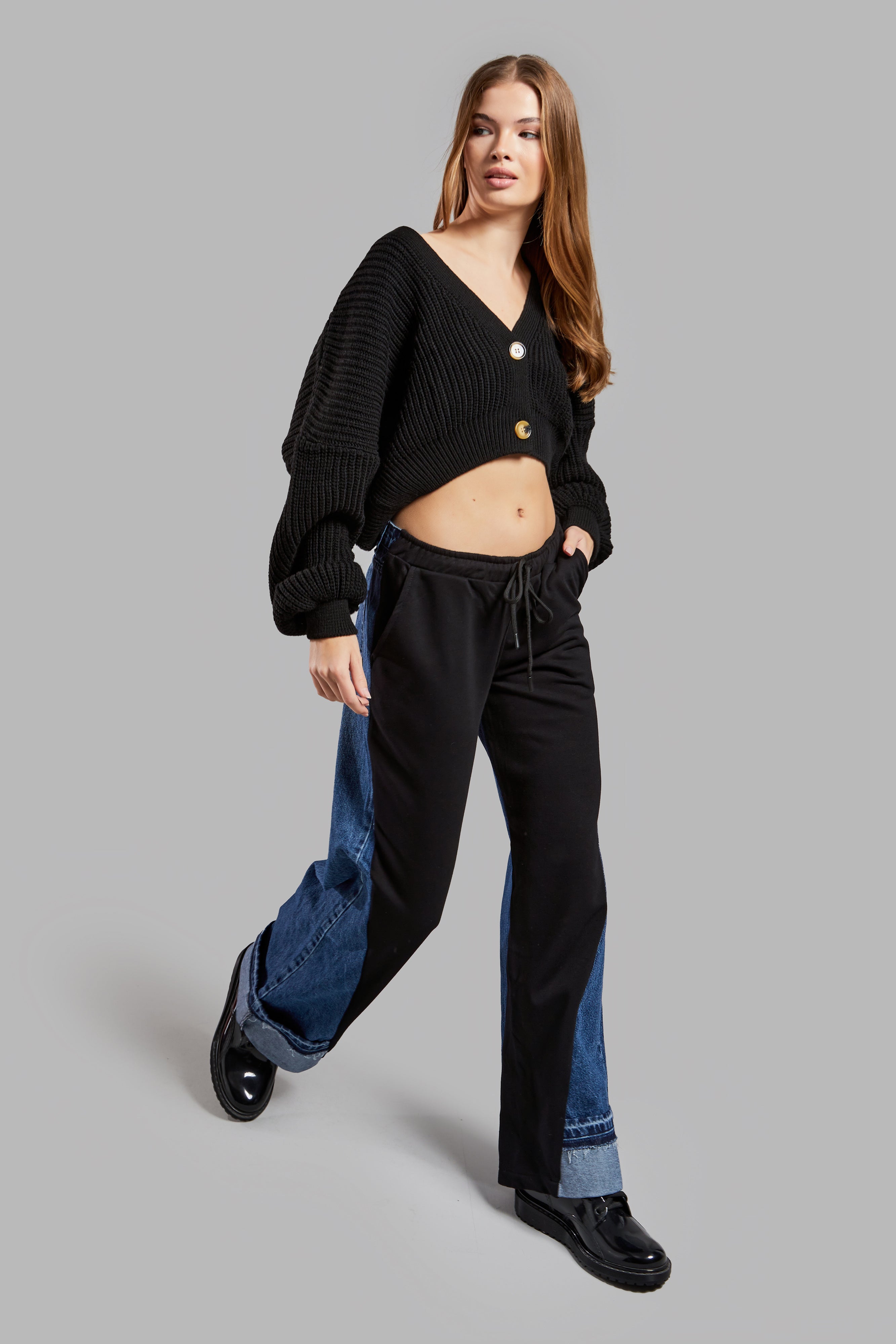 Women's Jeans Color 2w45 Knitted Denim Piece Loose Fit Design Trousers