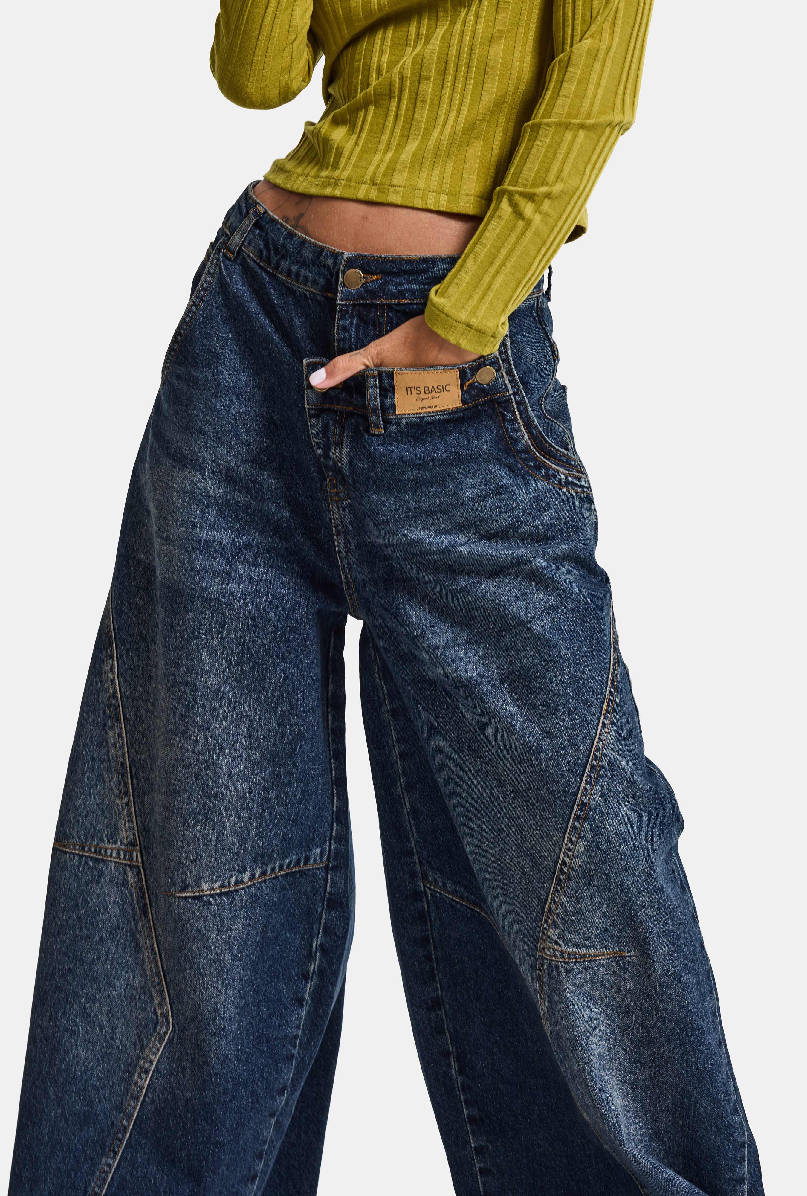 Kadın Kot Rengi 2w6-8 Barrel Fit Süper Bol Kesim Özel Tasarım Denim Jean