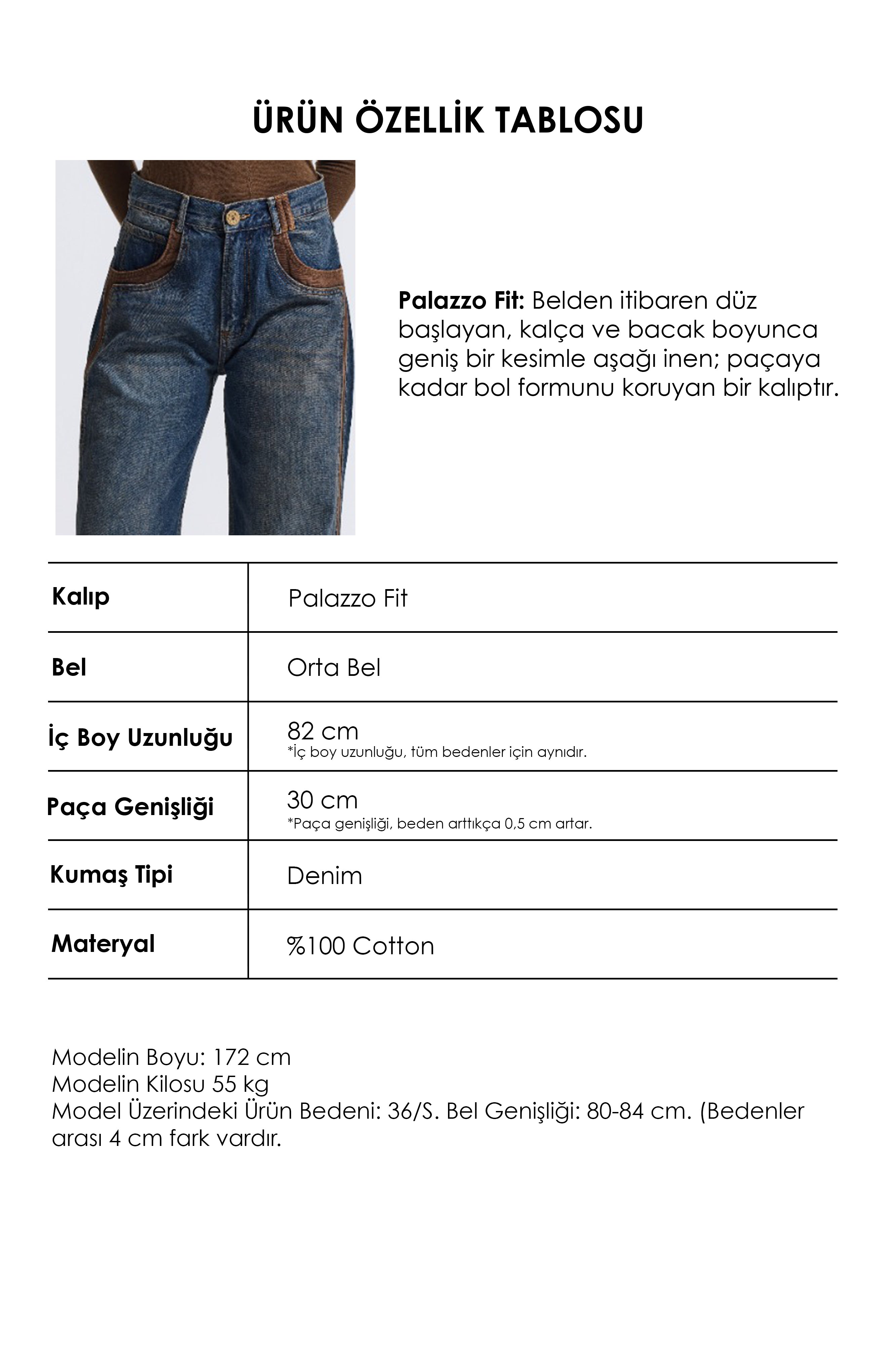 Kadın Kot Rengi 2w6-8 Straight Fit Kahve Çift Parça Özel Tasarım Denim Jean