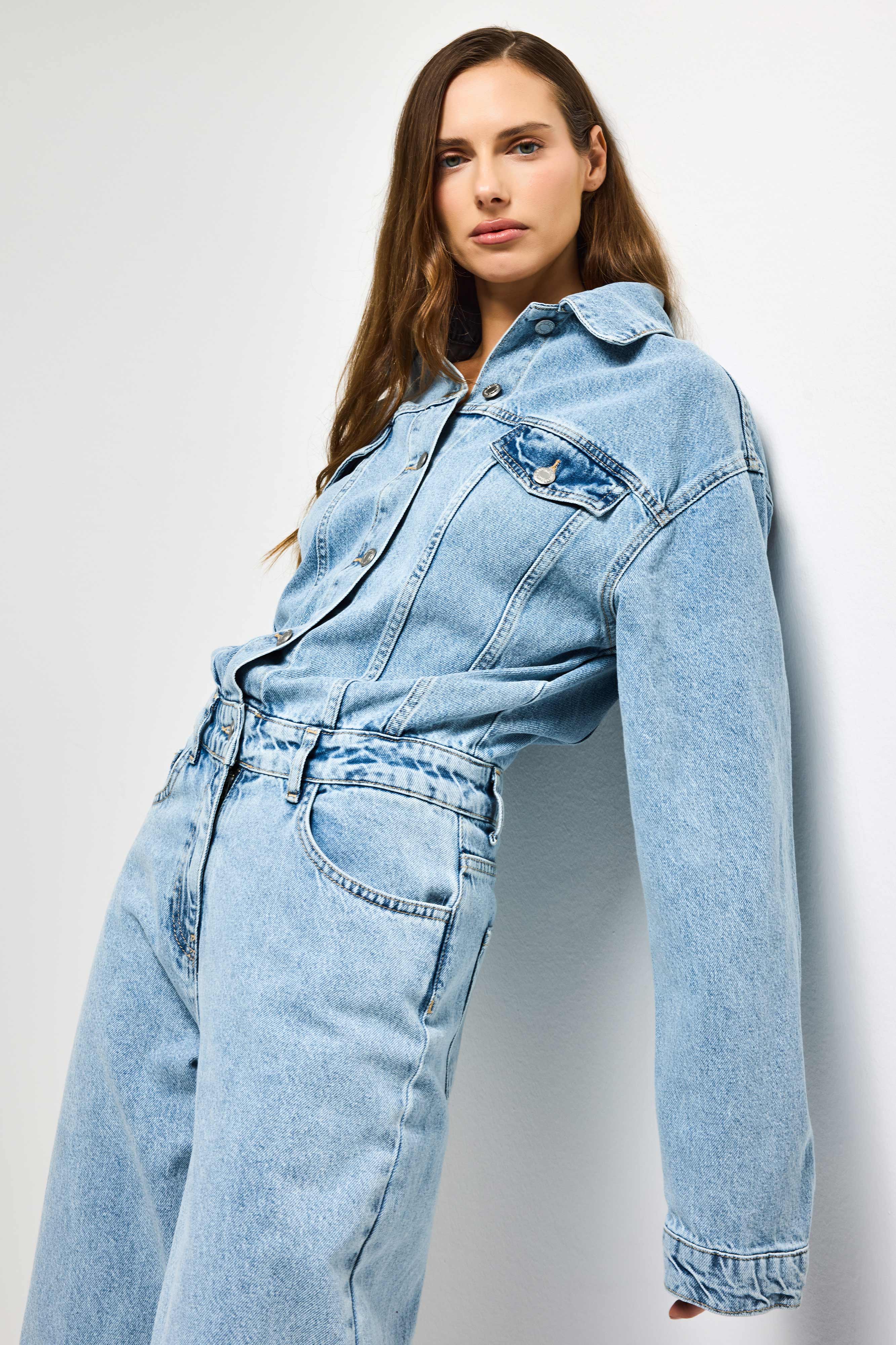 Kadın Kot Rengi 3s6-3 Straight Fit %100 Koton Denim Tulum