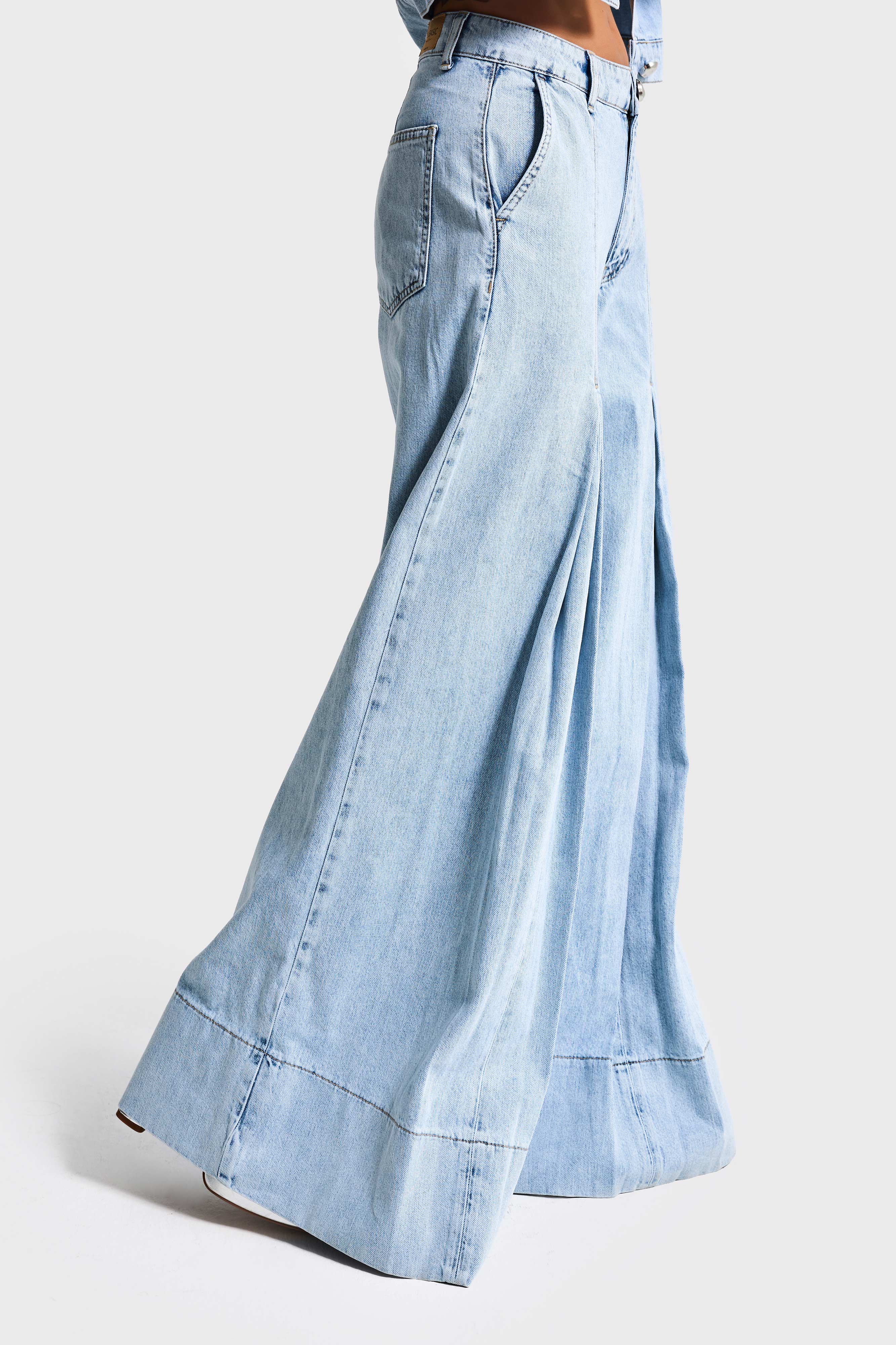 Kadın Kot Rengi 3s6-3 Süper Palazzo Fit Viskon Kumaş Denim Jean