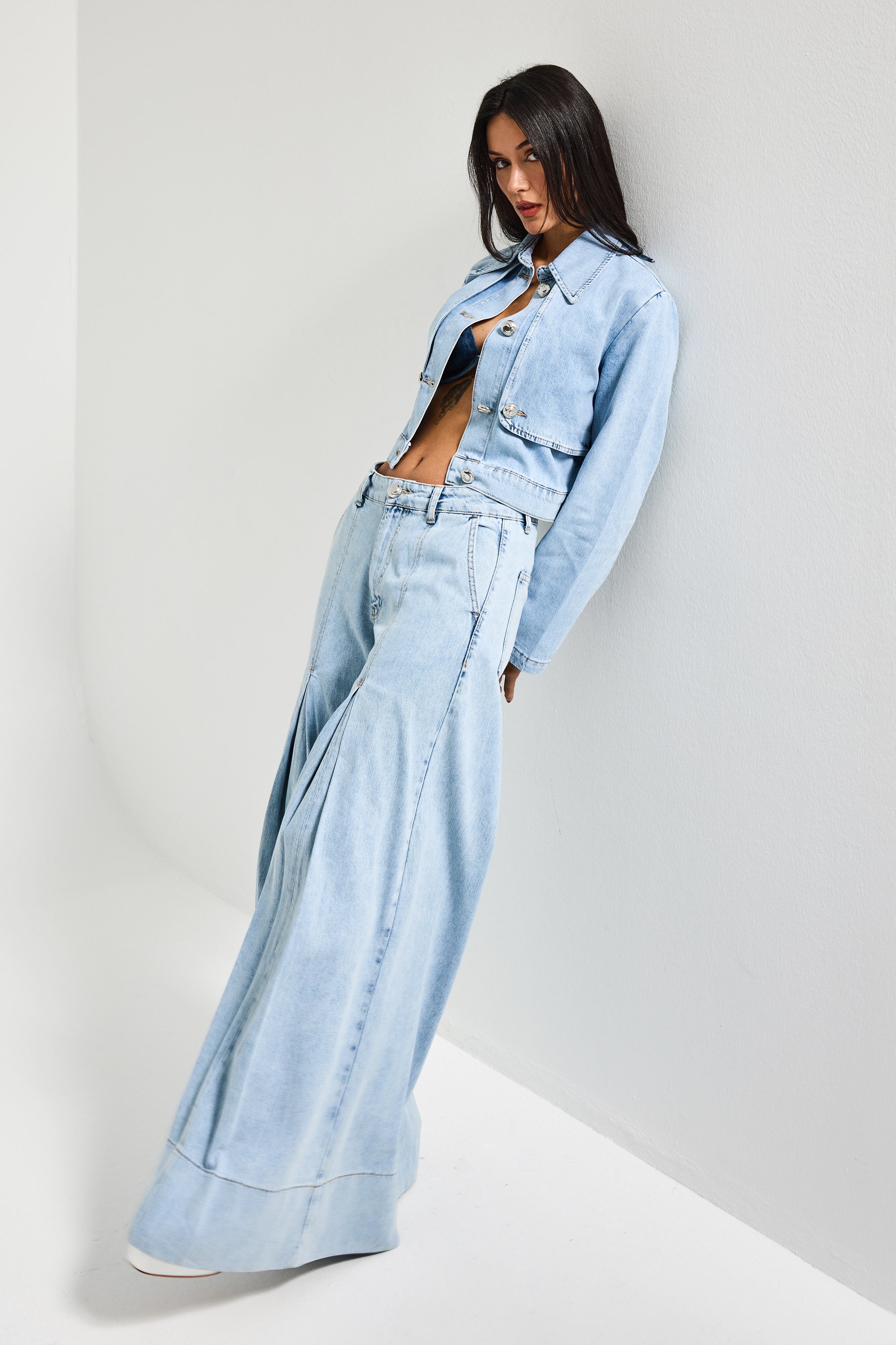 Kadın Kot Rengi 3s6-3 Süper Palazzo Fit Viskon Kumaş Denim Jean