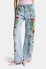 Women's Denim Color 3s6-32 Straight Fit Special Pattern Floral Embroidered Design Denim Jean
