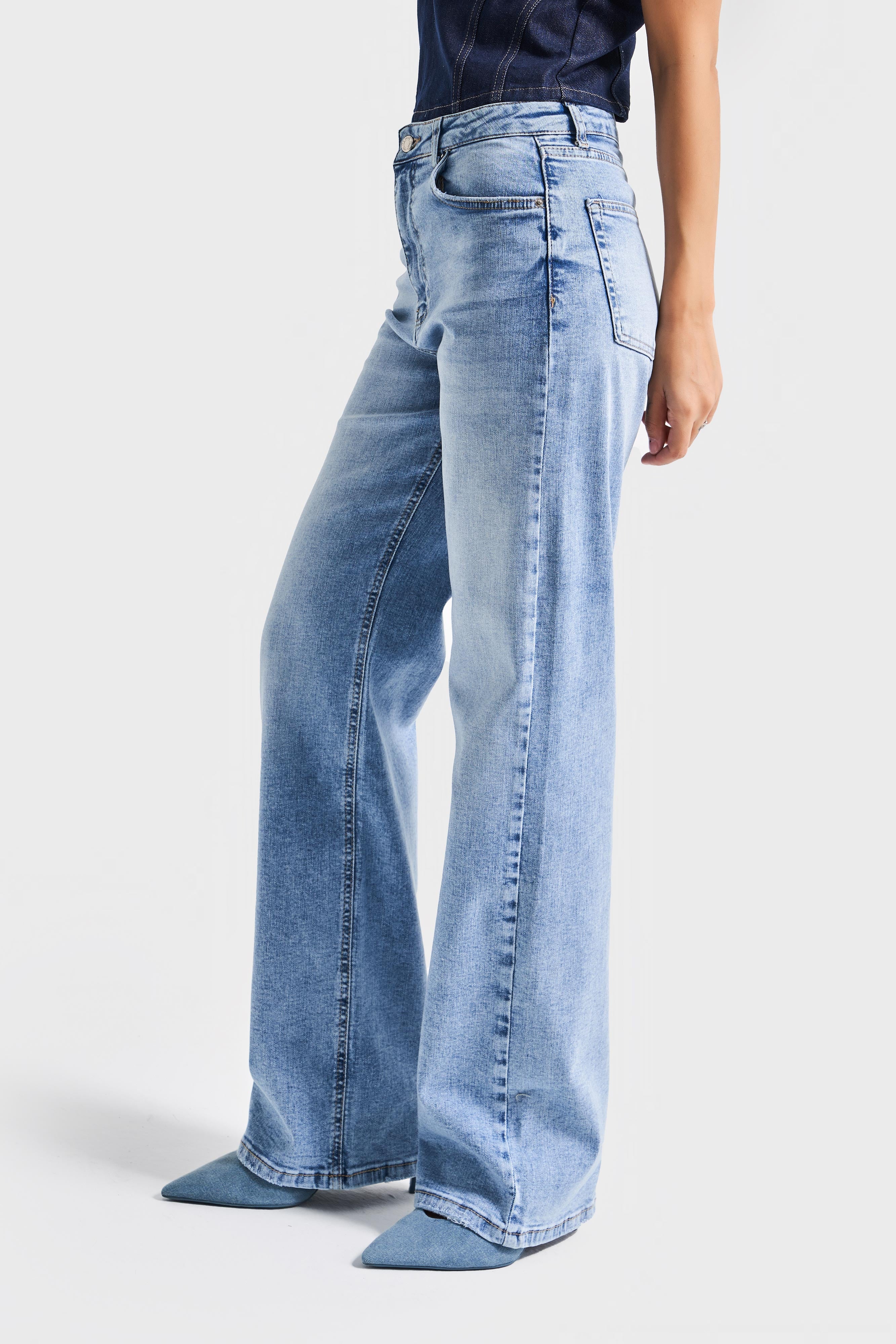 Kadın Kot Rengi 4s5-27 Straight Fit Likralı Esnek Kumaş İç Boy 83 Cm Yüksek Bel Denim Jean