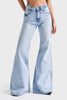 Kadın Kot Rengi 4s5-3 MRY Flare Fit Bol Paça %100 Koton İç Boy 83cm Denim Jean