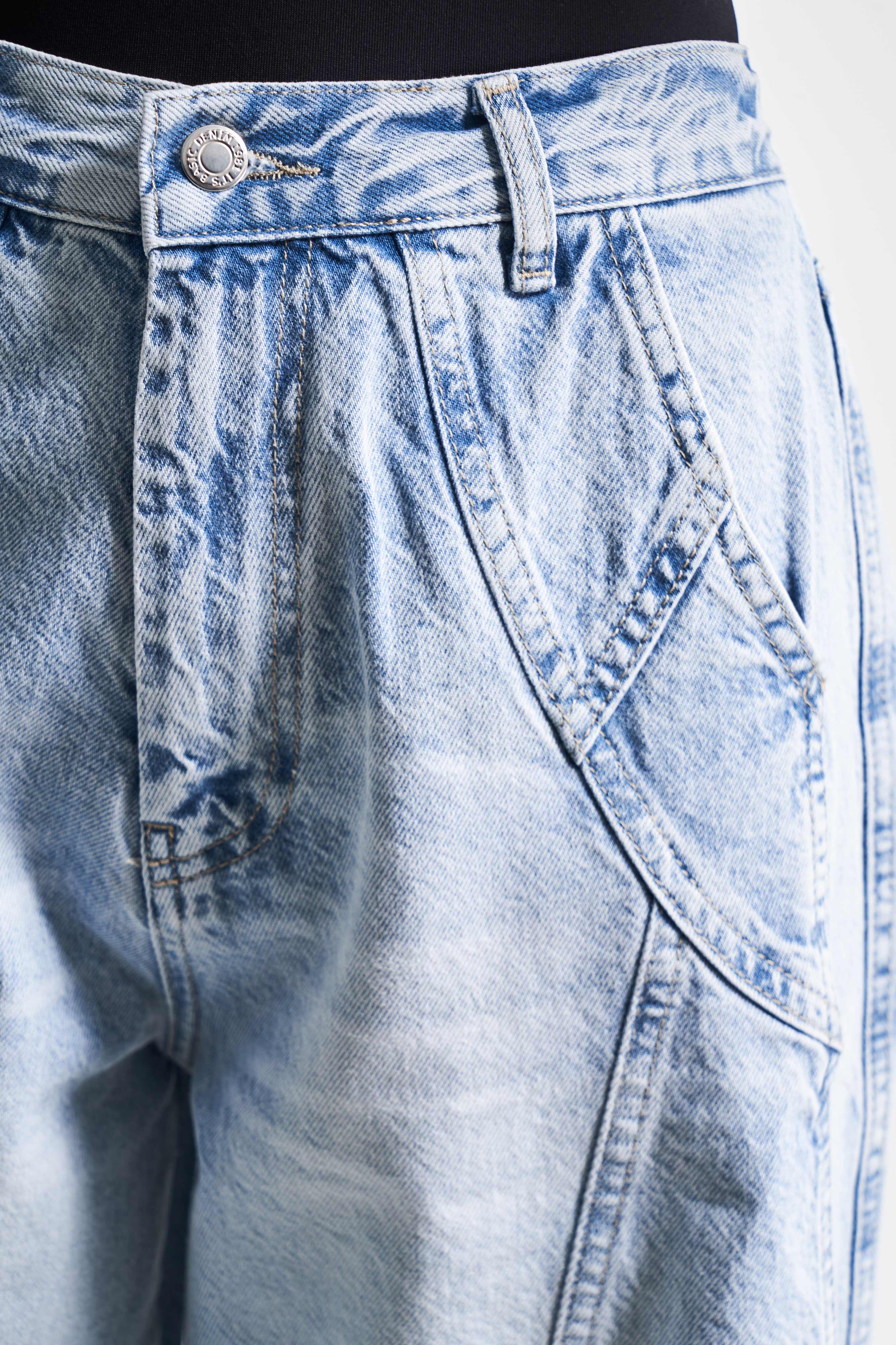 Kadın Kot Rengi 4S5-3 Mega Baggy Fit Süper Bol %100 Koton Rahat Kesim Denim Jean
