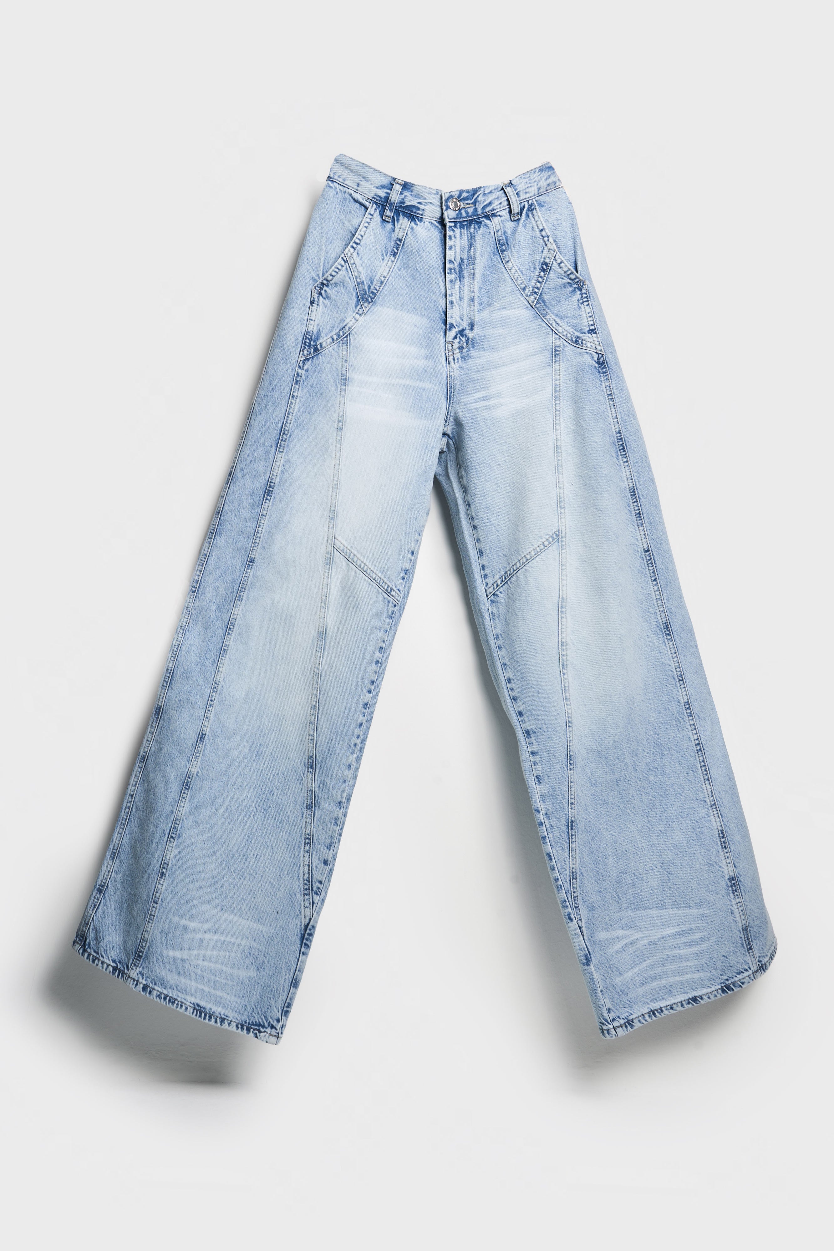 Kadın Kot Rengi 4S5-3 Mega Baggy Fit Süper Bol %100 Koton Rahat Kesim Denim Jean