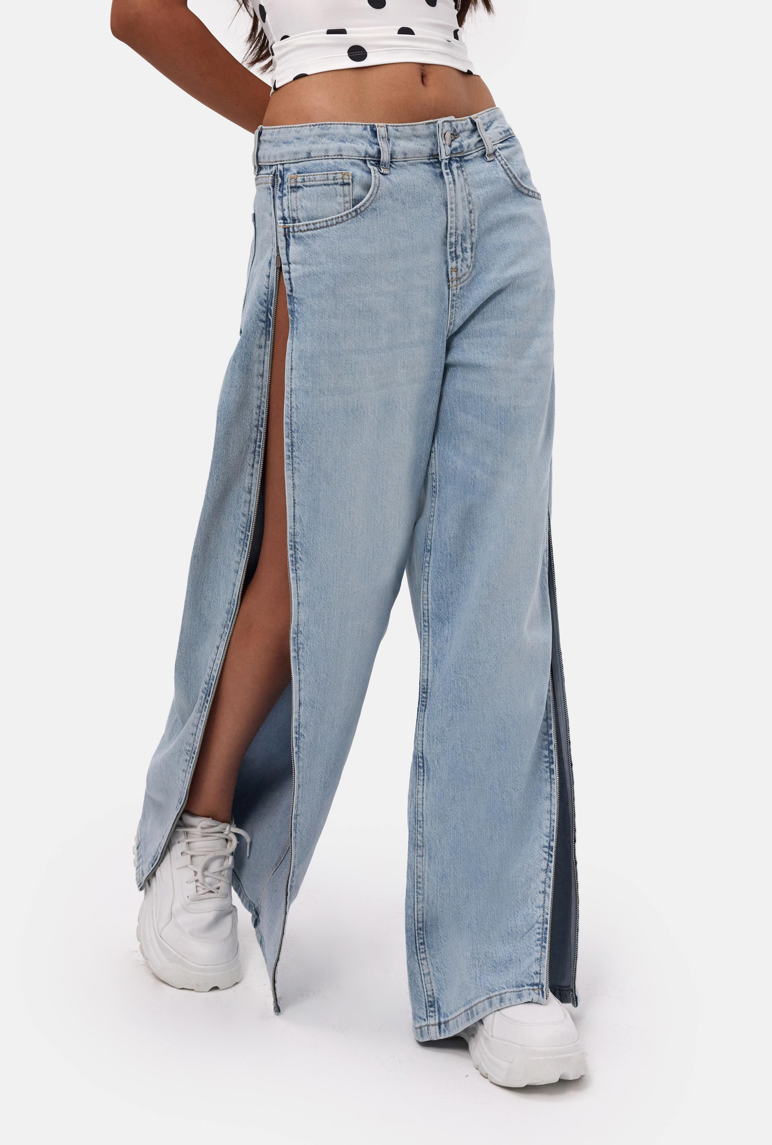 Kadın Kot Rengi 4s6-3 Low Rise Barrel Fit Özel Tasarım Denim Jean