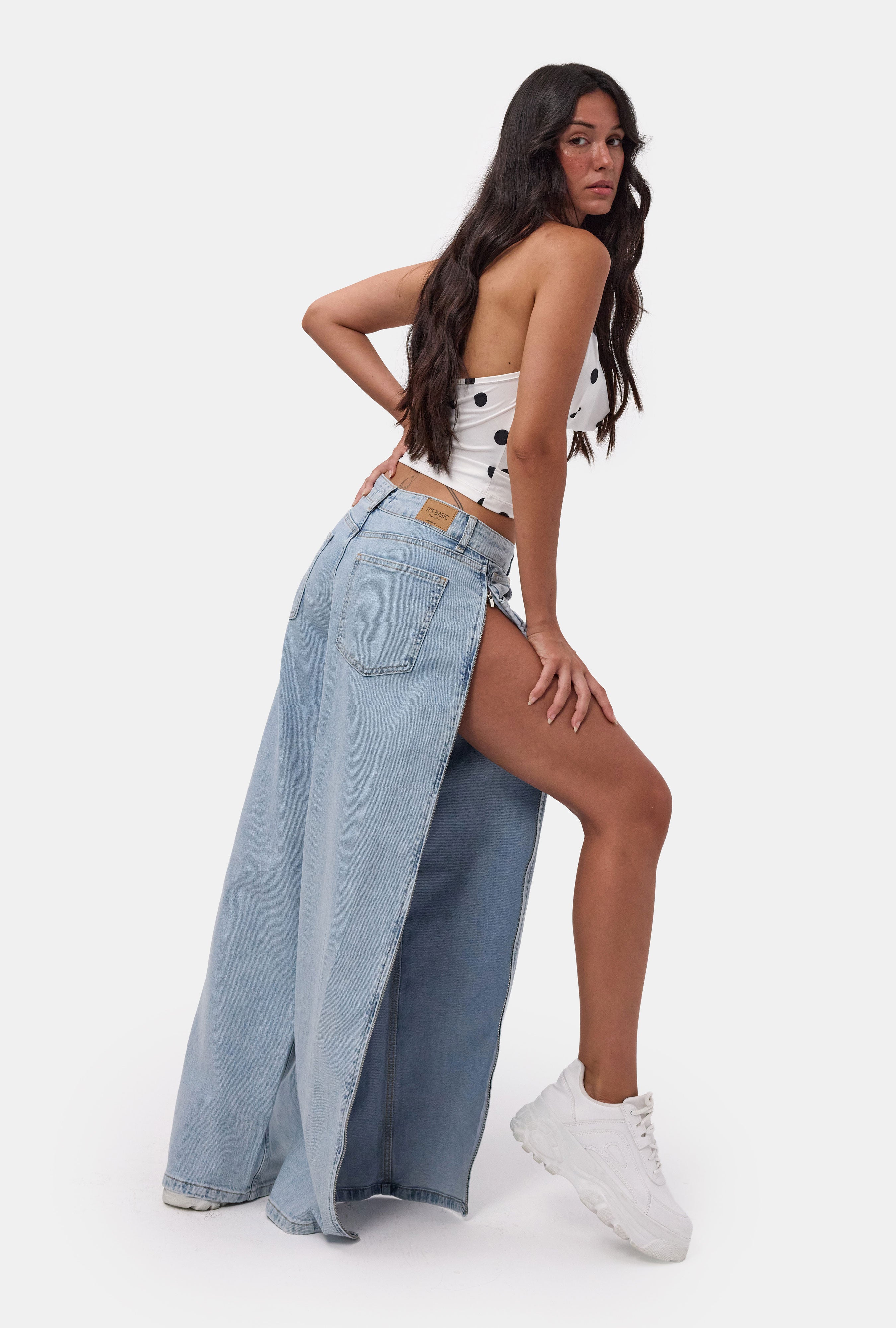 Kadın Kot Rengi 4s6-3 Low Rise Barrel Fit Özel Tasarım Denim Jean