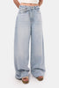 Kadın Kot Rengi 4s6-3 Mega Baggy Fit Kemer Detaylı Bol Kesim Denim Jean