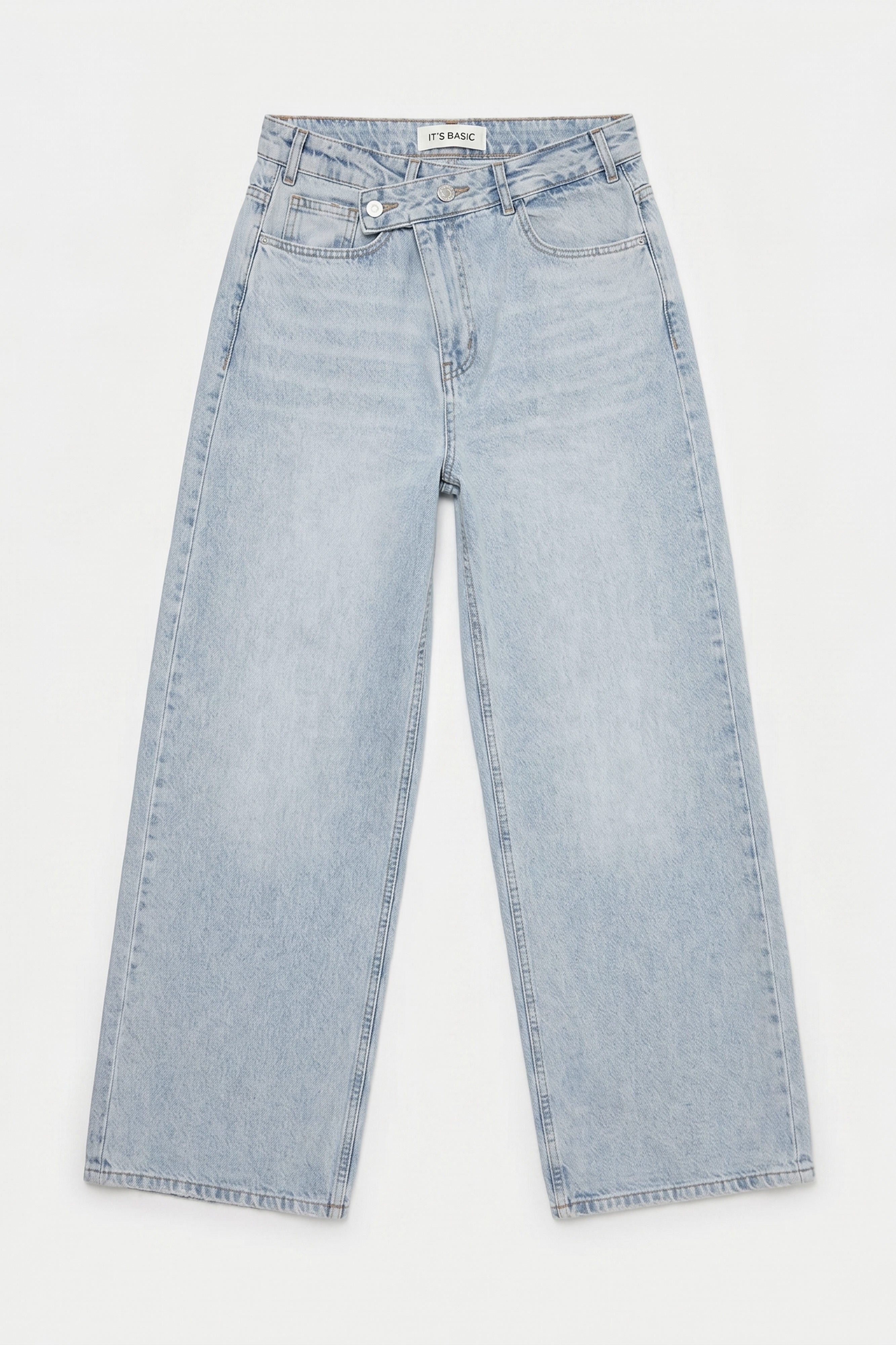 Kadın Kot Rengi 4s6-3 Mega Baggy Fit Kemer Detaylı Bol Kesim Denim Jean