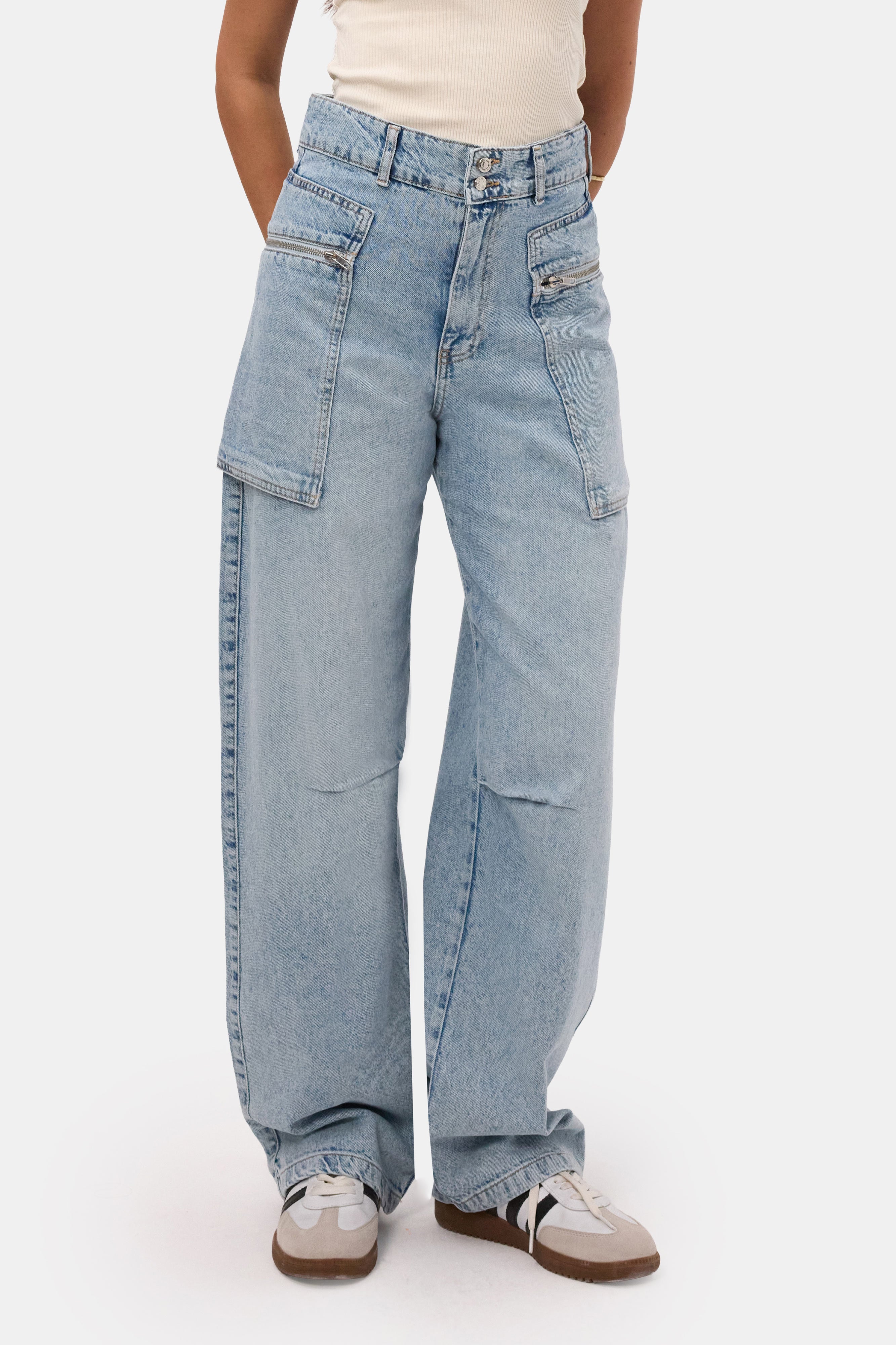 Kadın Kot Rengi 4s6-3 Relax Kargo Fit Denim Jean