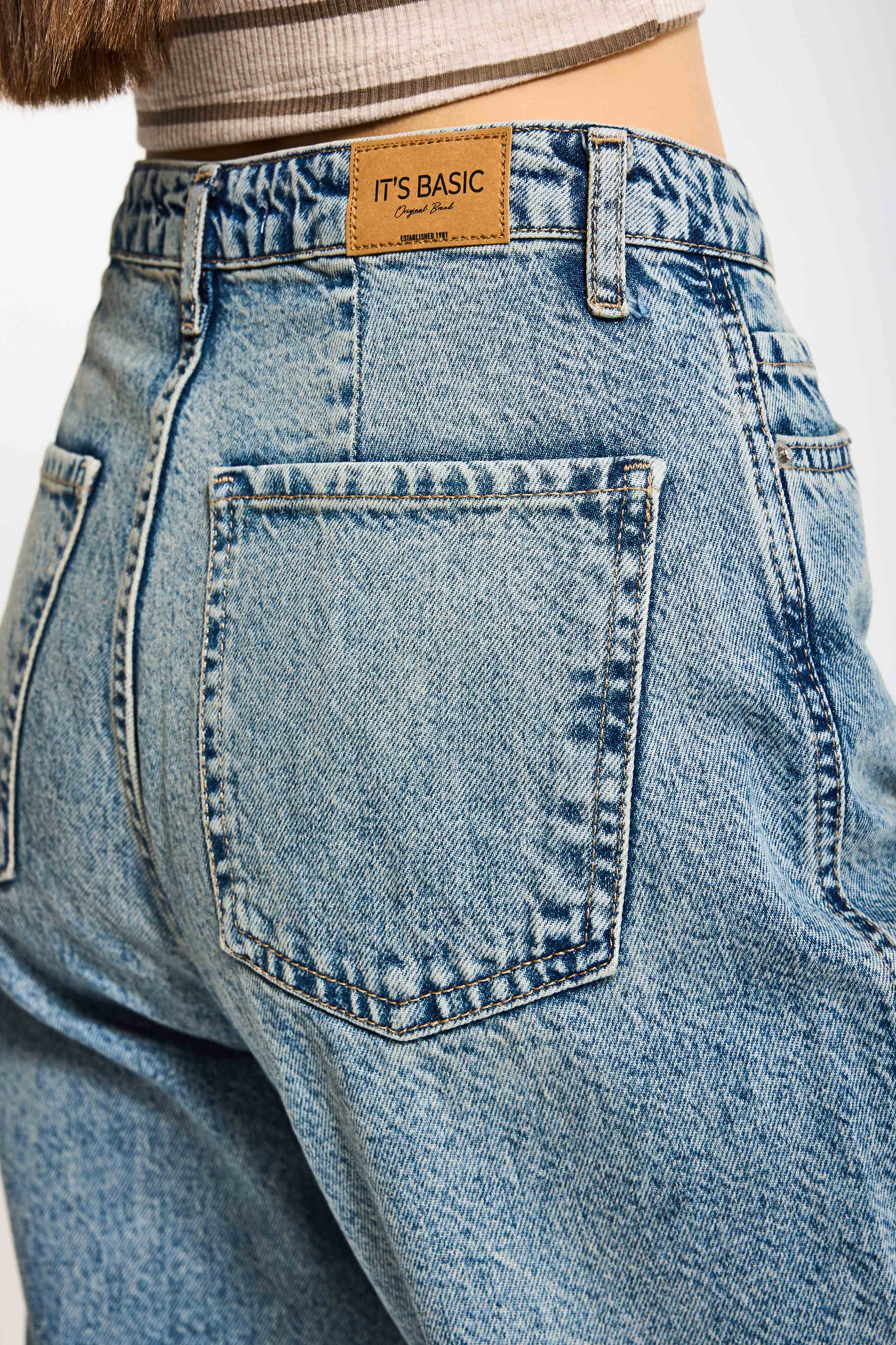 Kadın Kot Rengi 4s6-32 Relax Fit %100 Koton Denim Jean