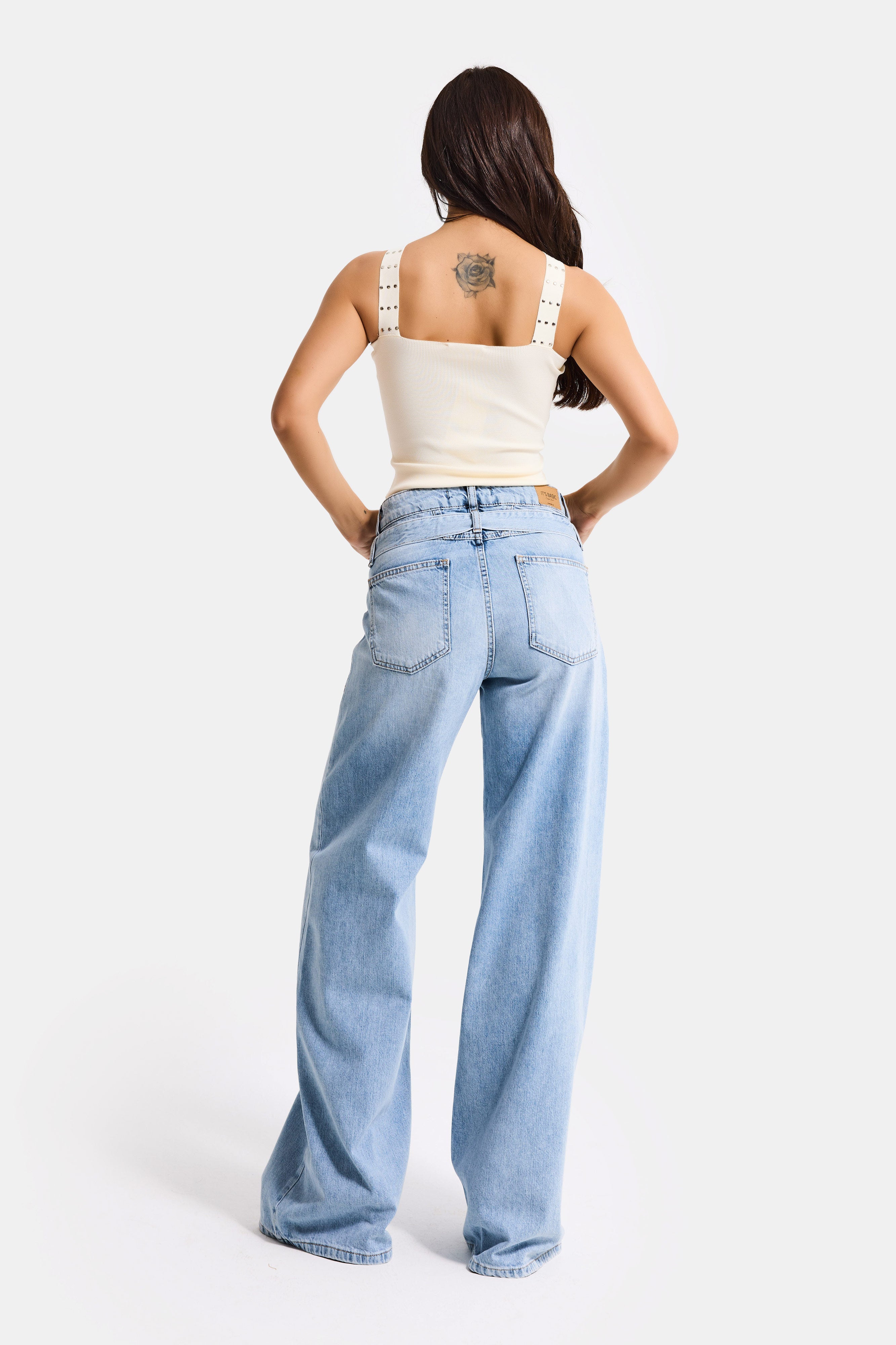 Kadın Kot Rengi 4s6-32 Straight Fit Kemer Detaylı Özel Tasarım Denim Jean