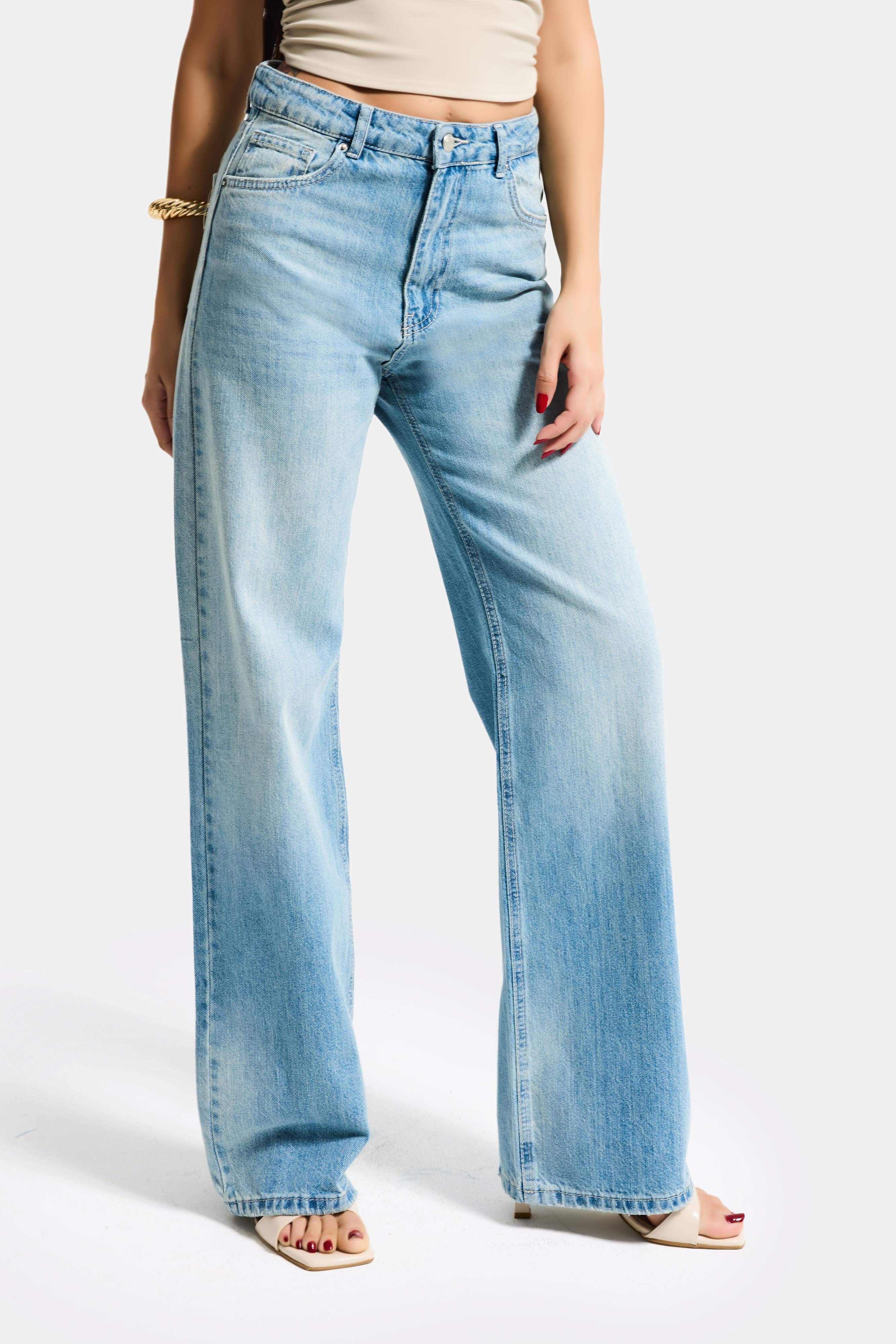 Kadın Kot Rengi 4s6-32 Straight Fit Yüksek Bel Denim Jean