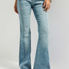 Kadın Kot Rengi 4s6-32 SWL Mid Rise Flare Fit Orta Bel Esnek Kumaş Denim Jean