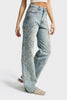 Women's Jean Color 4s6-67 Straight Fit High-Waisted Embroidered Detail Special Design Denim Jeans