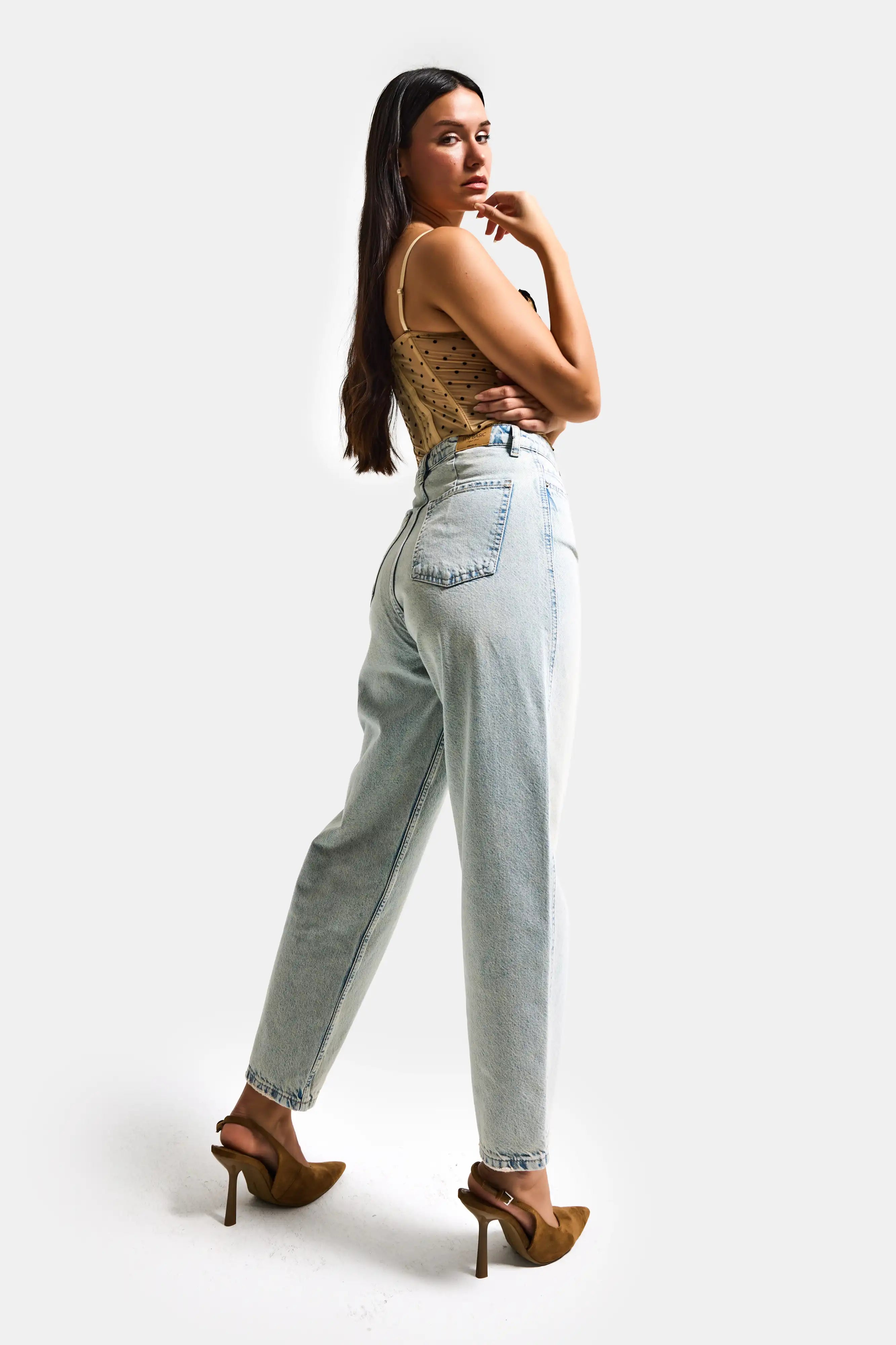 Kadın Kot Rengi 4s6-75 Relax Fit %100 Koton Denim Jean