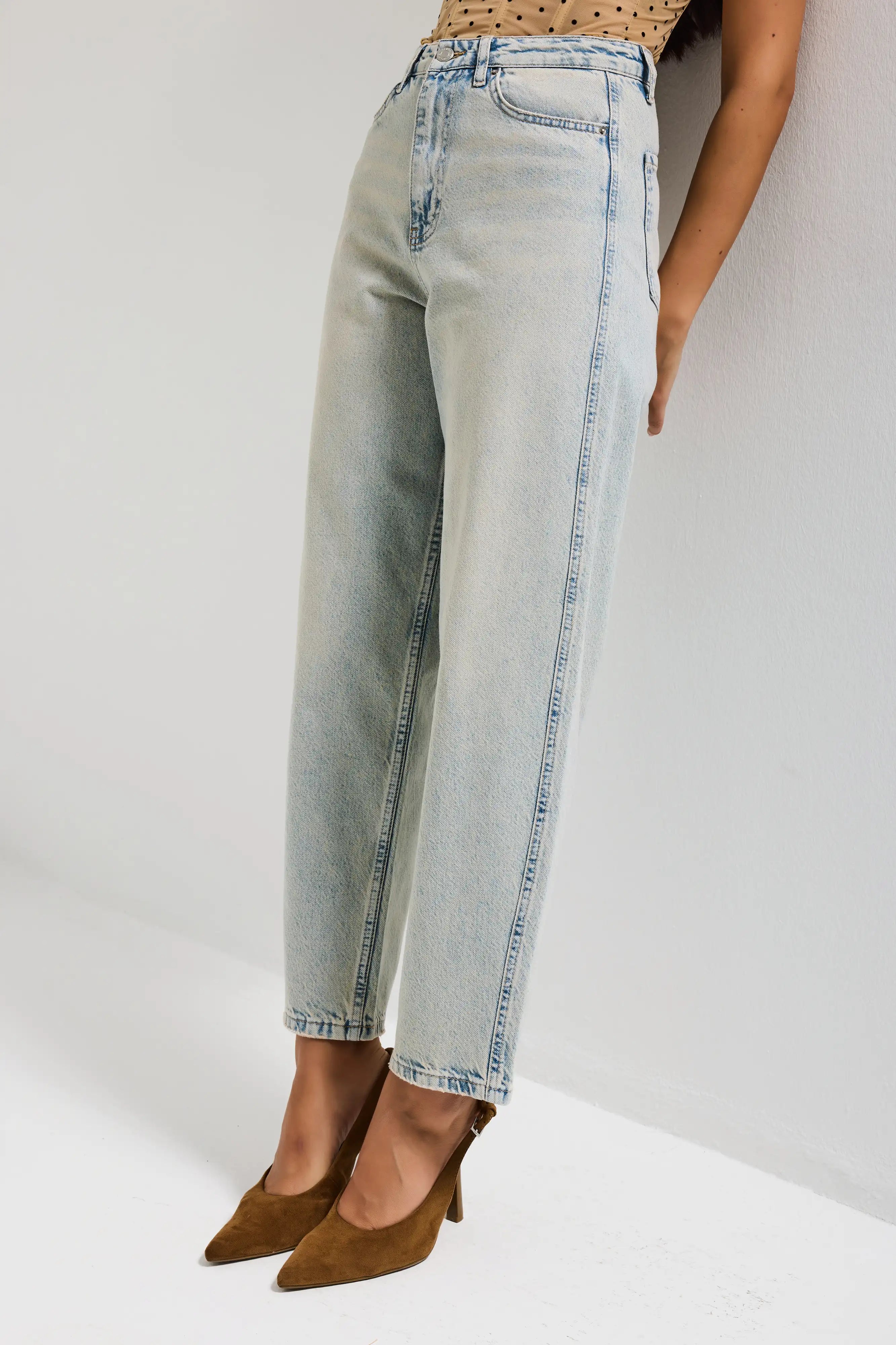 Kadın Kot Rengi 4s6-75 Relax Fit %100 Koton Denim Jean