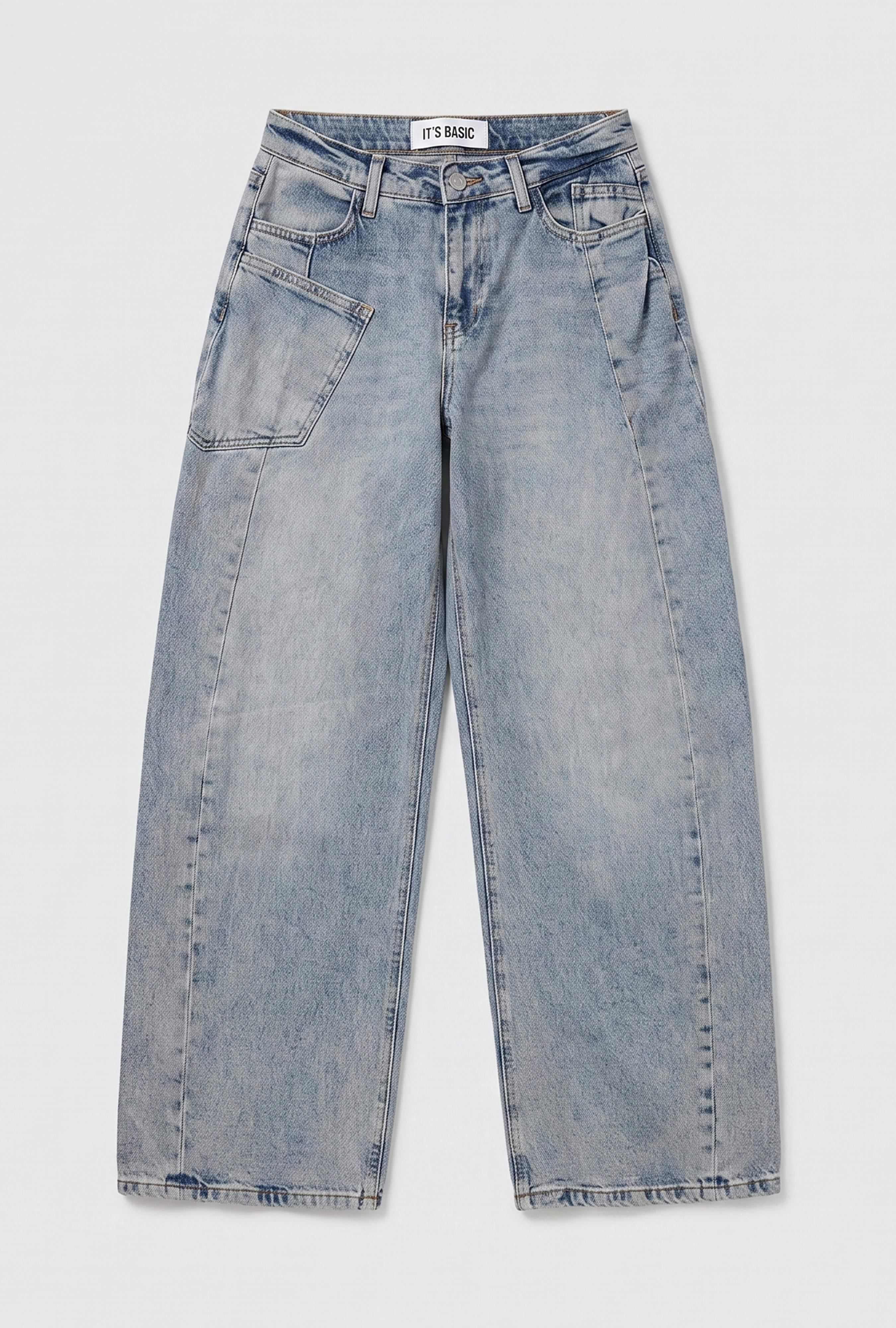 Kadın Kot Rengi 4s6-89 Low Relaxed Fit Esnek Kumaş Tasarım Denim Jean