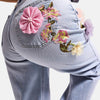 Women's Jeans Denim Blue 4s6-89 Straight Fit Rose and Embroidery Detailed Special Design Denim Jean