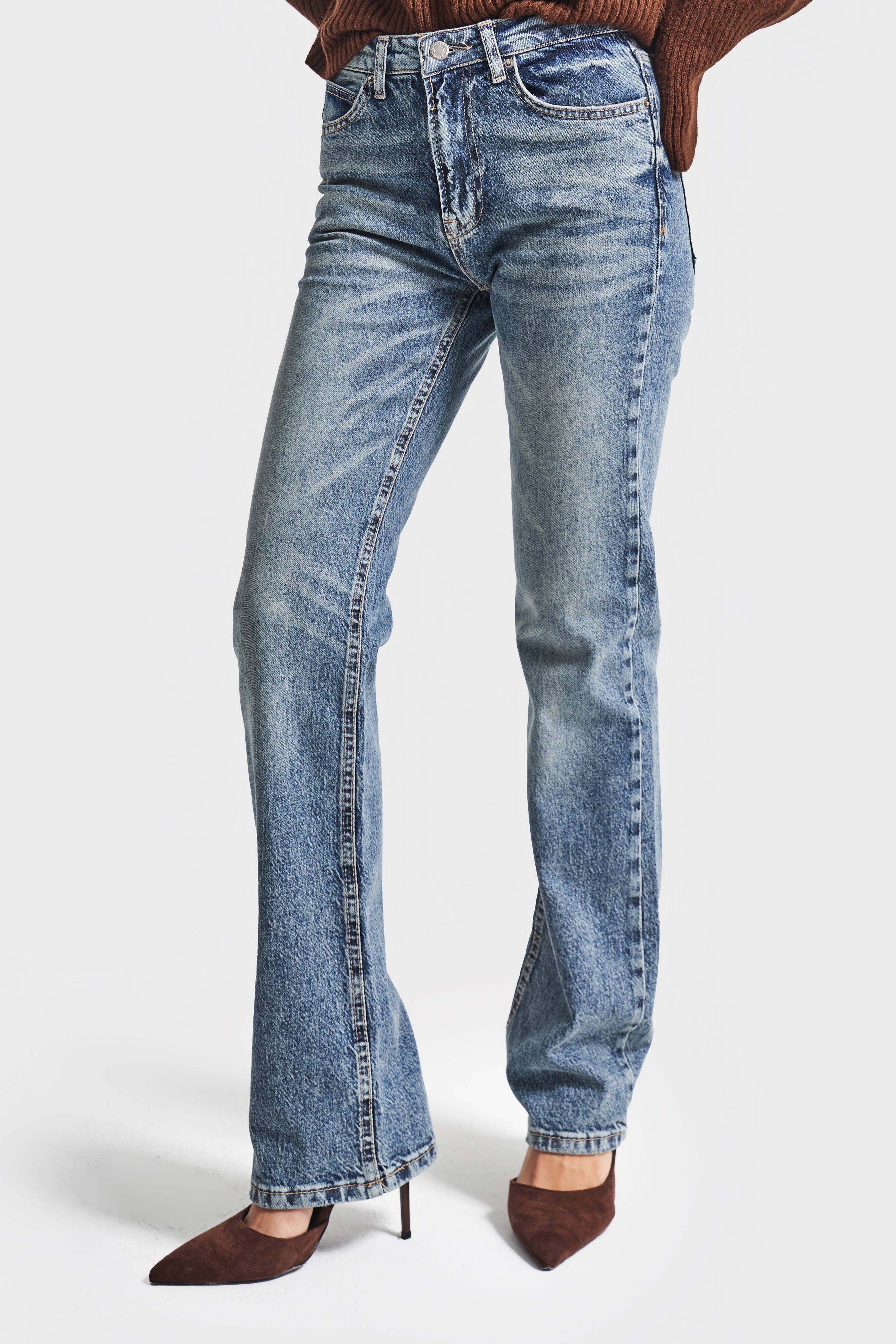 Kadın Kot Rengi 4w5-32 Düşük Bel Straight Fit %100 Koton Denim Jean