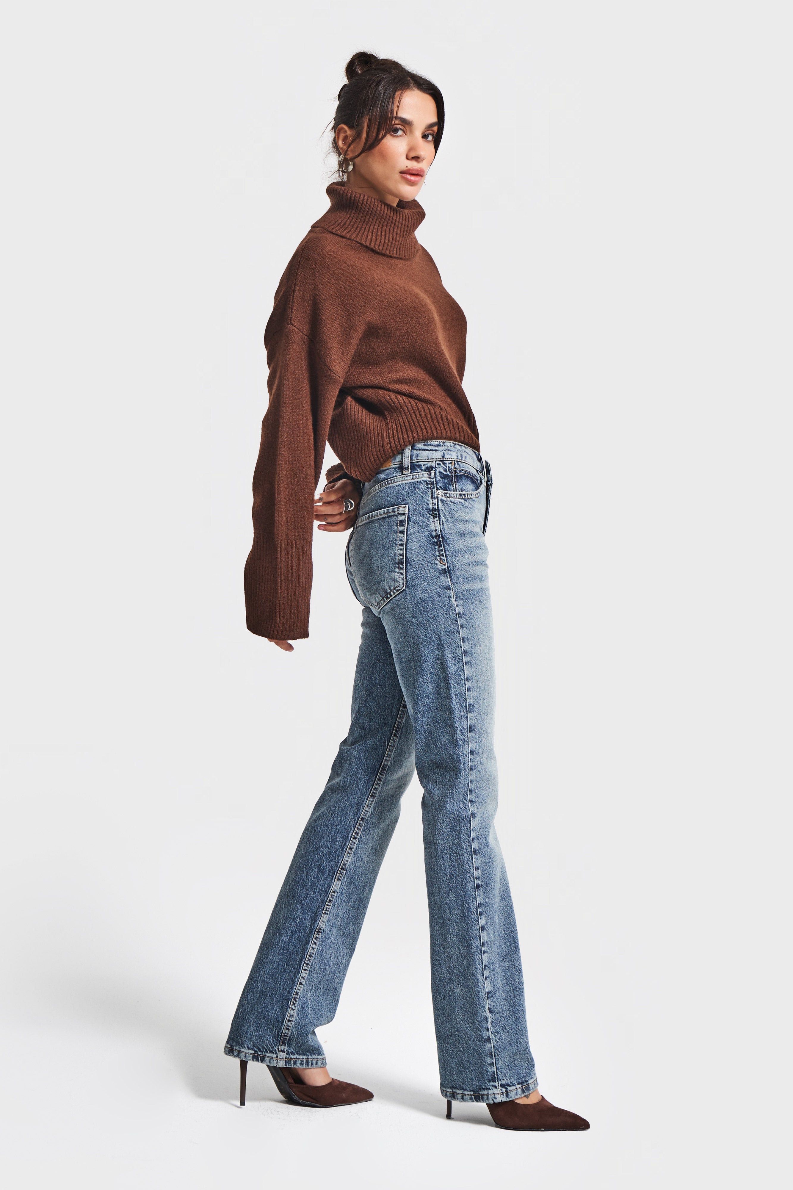 Kadın Kot Rengi 4w5-32 Düşük Bel Straight Fit %100 Koton Denim Jean